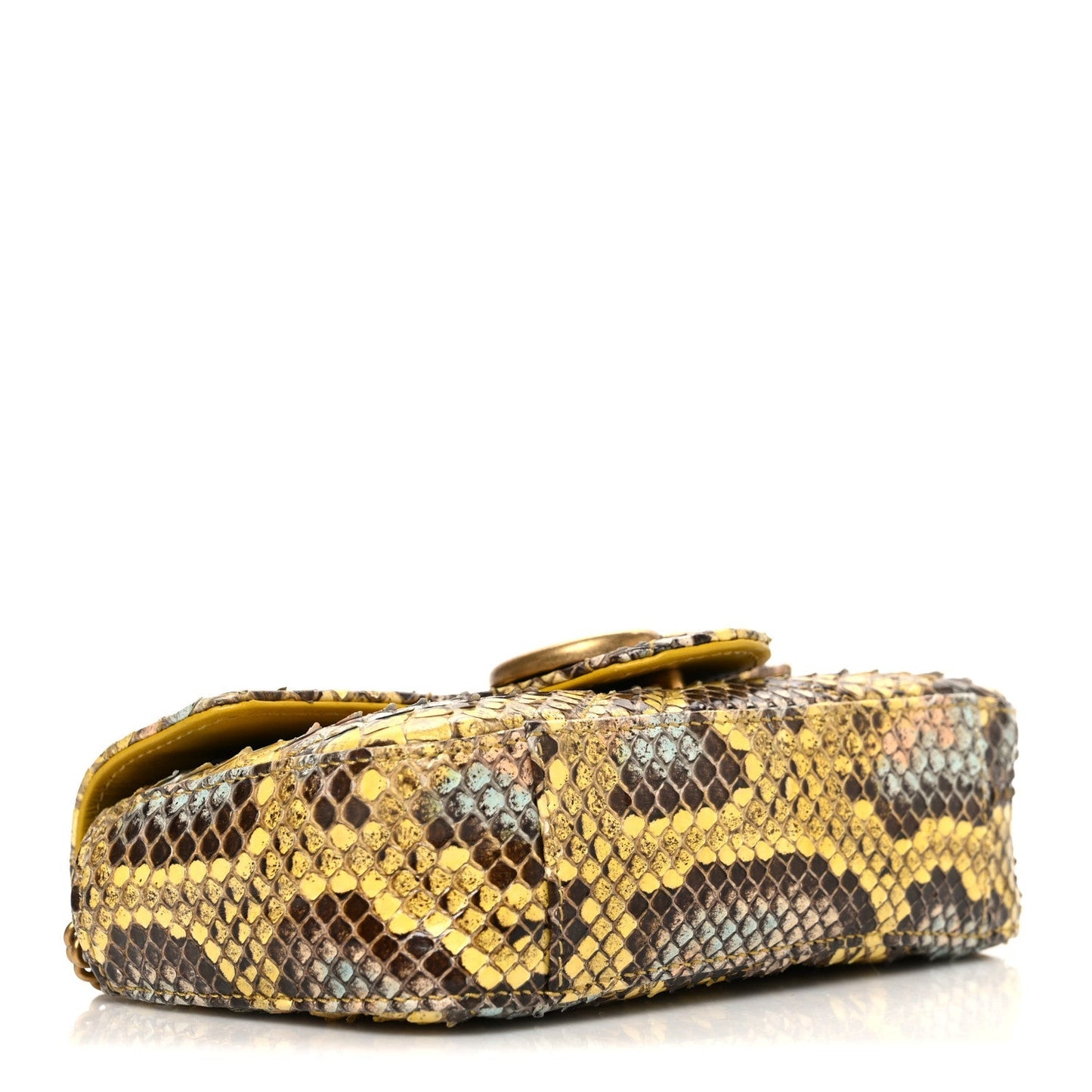 Snakeskin Matelasse GG Marmont Shoulder Bag Green Multicolor