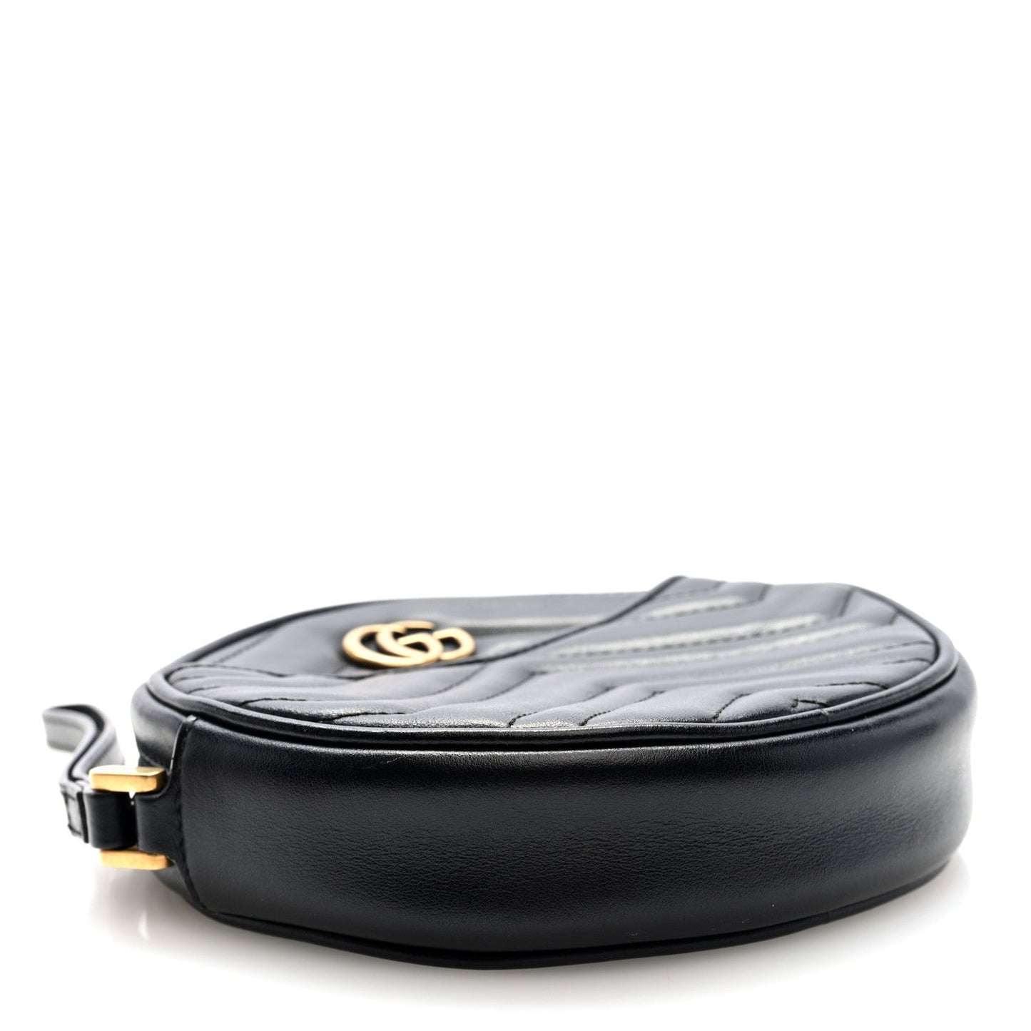 Calfskin Matelasse GG Marmont Round Wrist Wallet Black