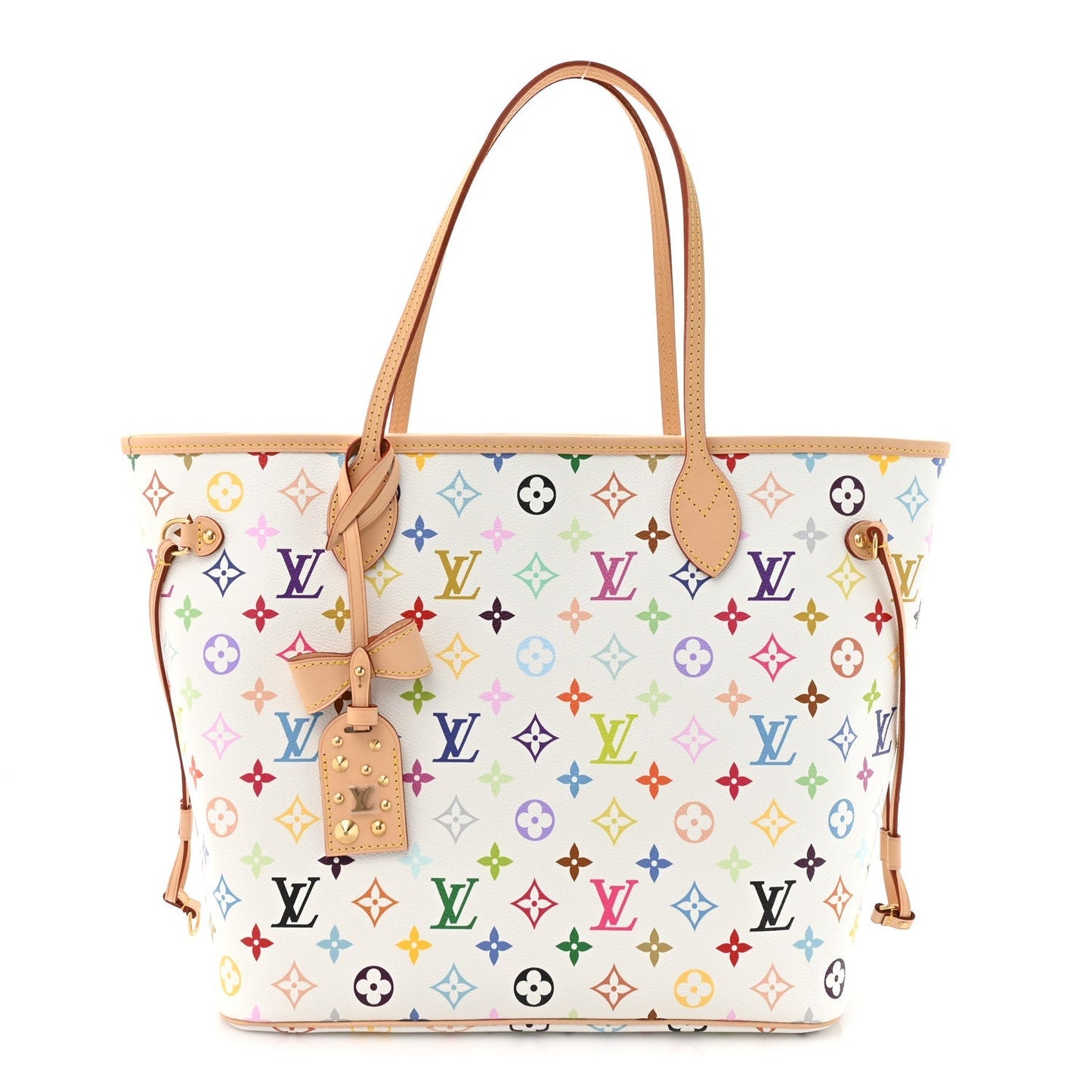 LV x TM Monogram Multicolor Neverfull MM White
