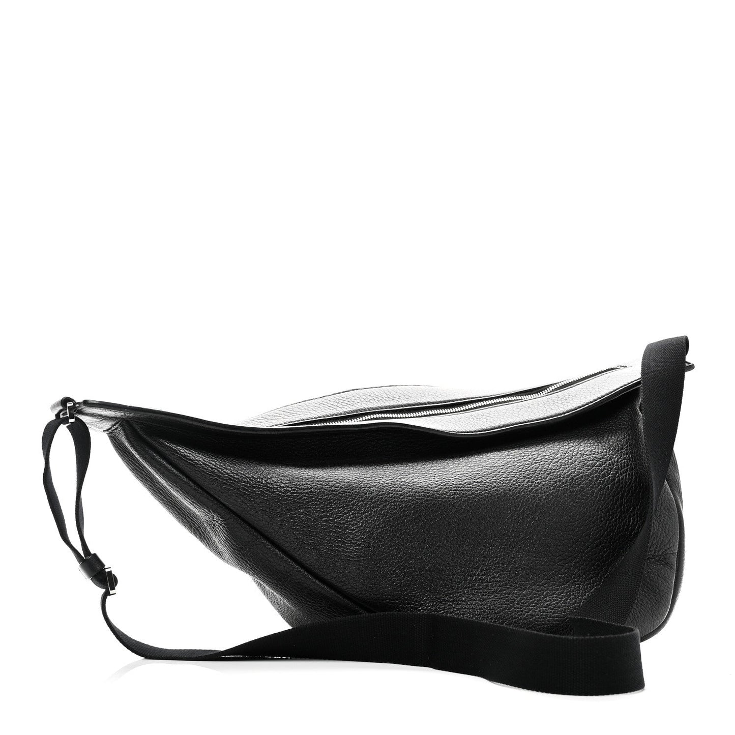 Grained Calfskin Large Slouchy Banana Bag Black