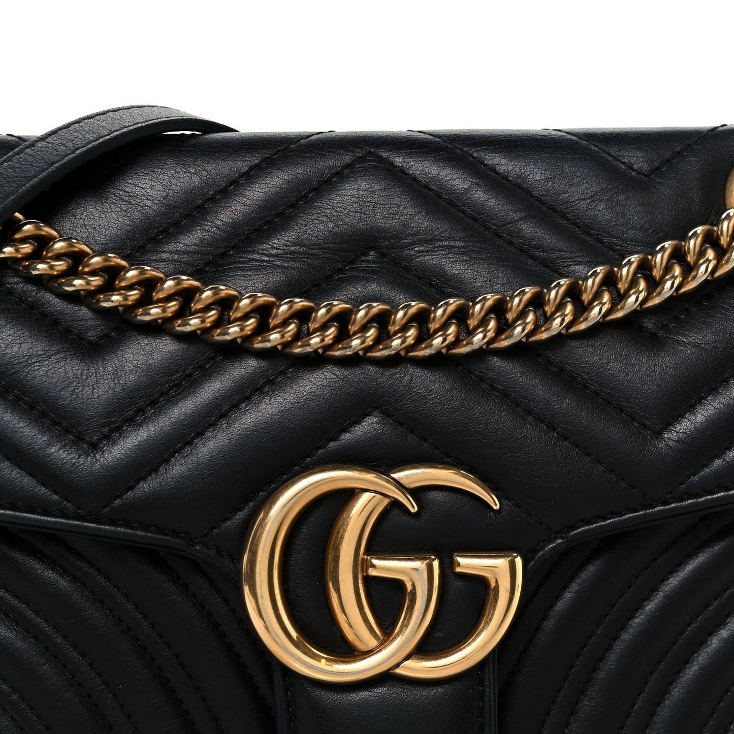 Calfskin Matelasse Small GG Marmont Shoulder Bag Black