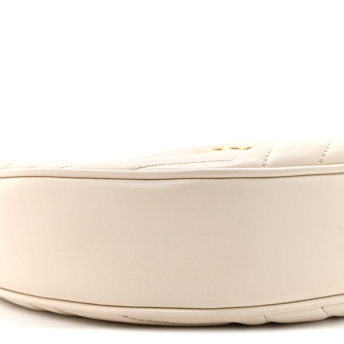 Calfskin Matelasse Chevron Mini GG Marmont Half Moon Hobo Mystic White