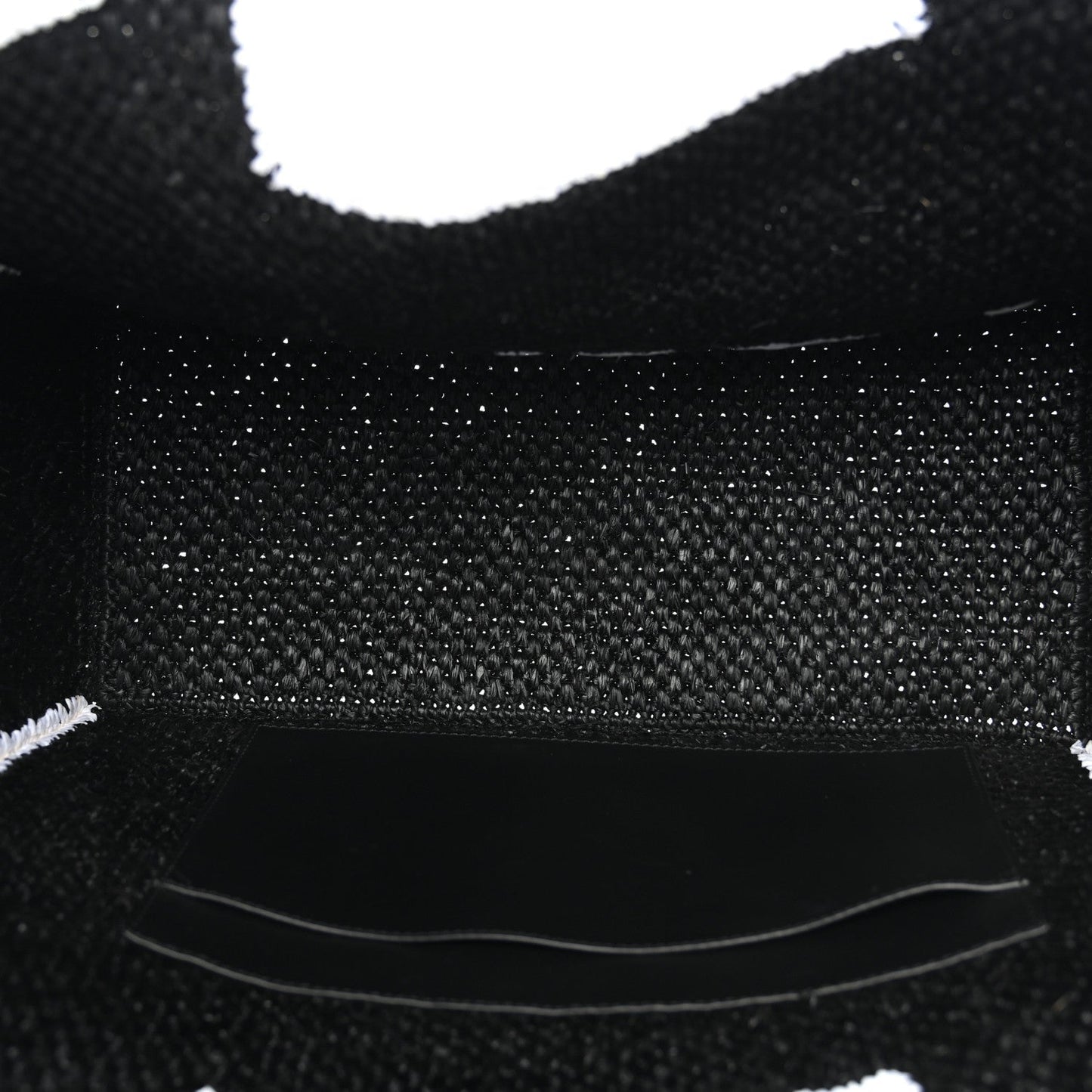 Raffia Large Paula's Ibiza Logo Tote Black White