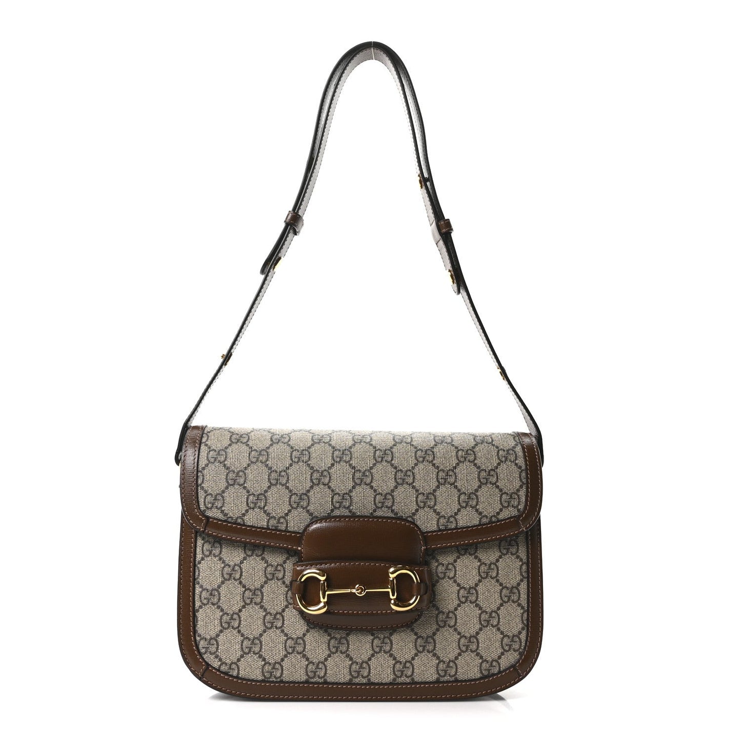 GG Supreme Monogram Horsebit 1955 Shoulder Bag Beige Brown Sugar