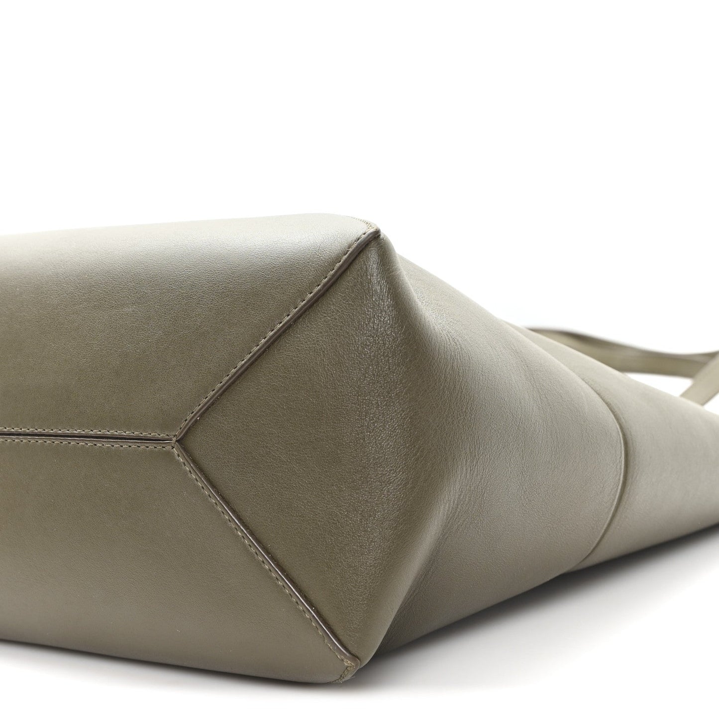 Shiny Calfskin Medium Puzzle Fold Tote Dark Khaki Green