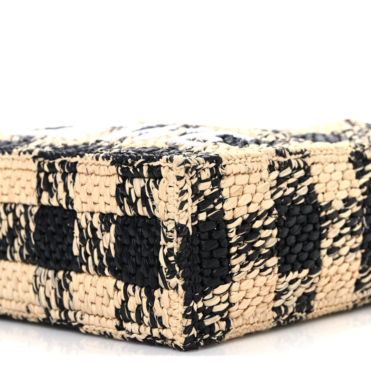 X PAULA'S IBIZA Raffia Mini Font Tote Black Natural