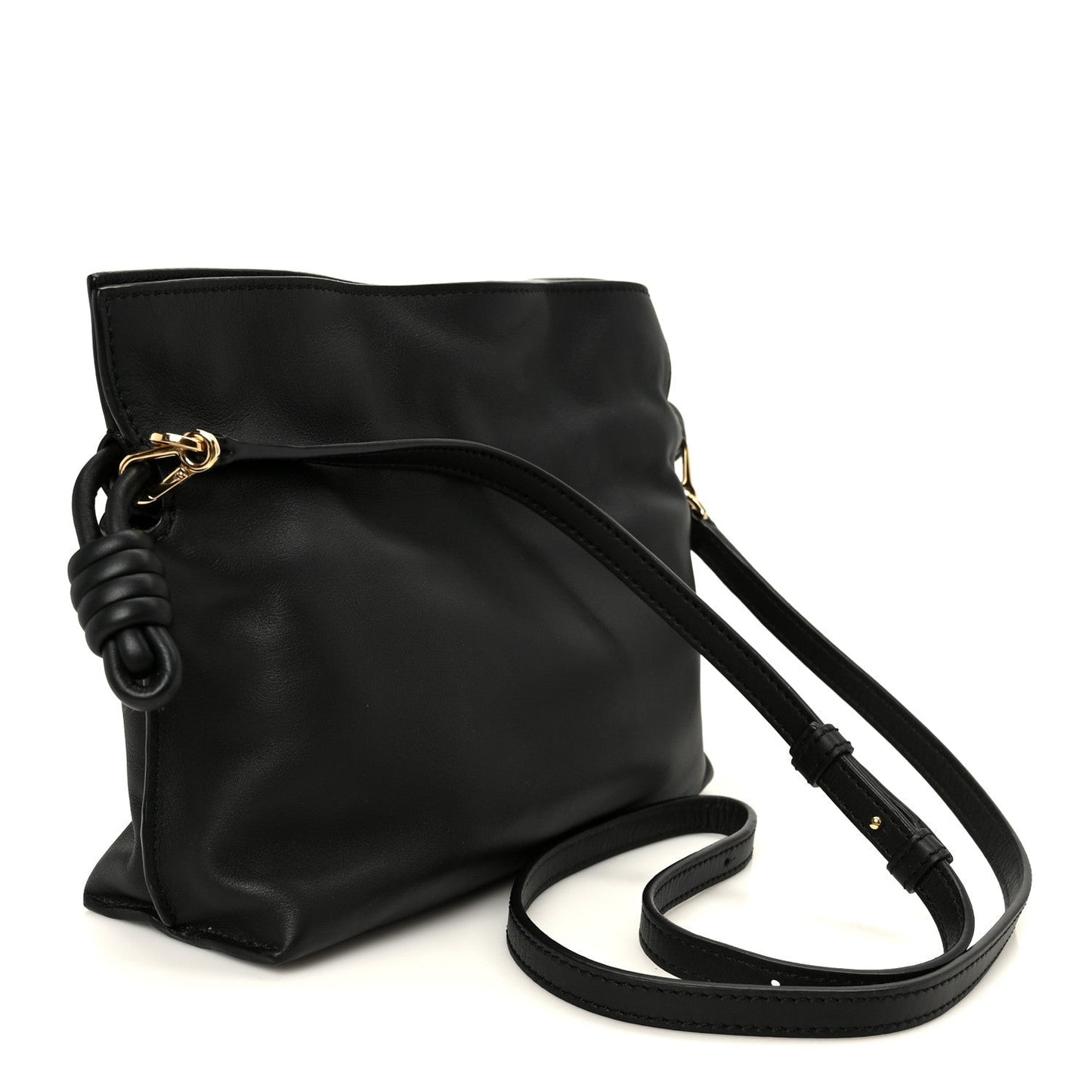 Calfskin Mini Flamenco Knot Clutch Black