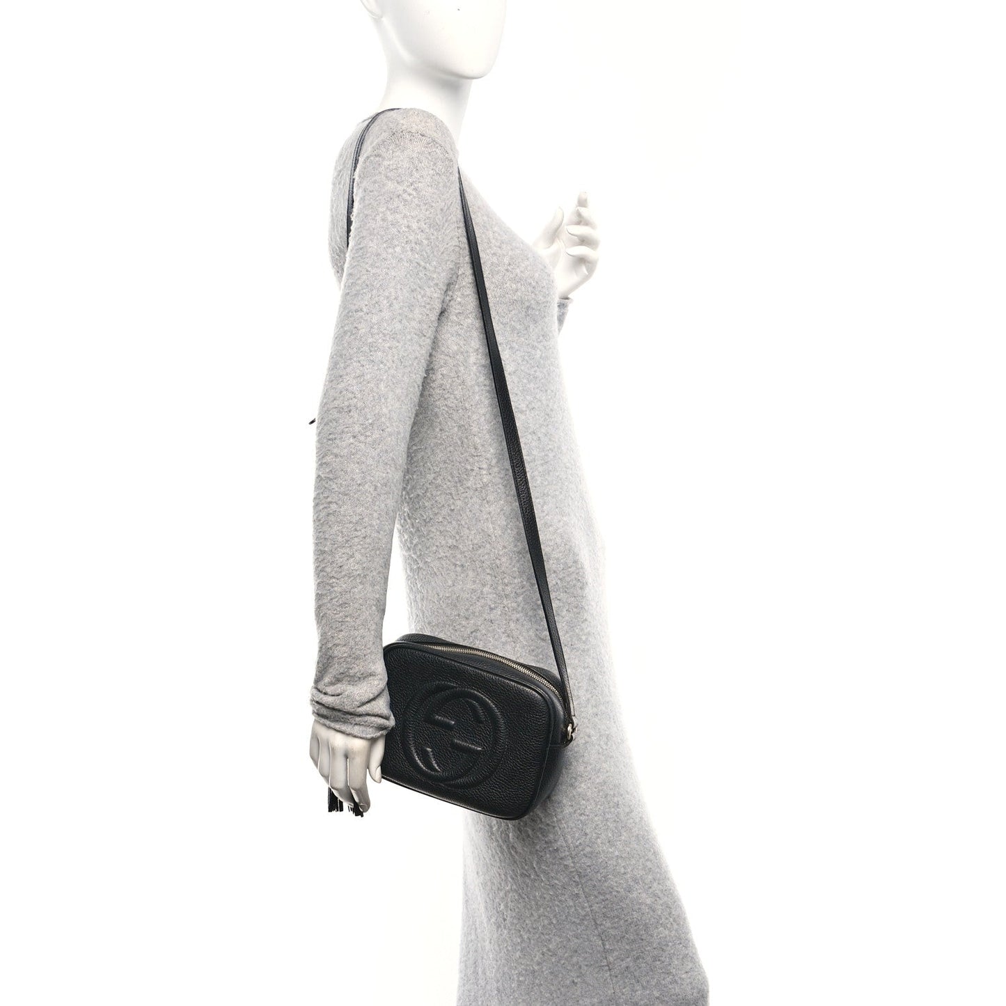 Pebbled Calfskin Small Soho Disco Bag Black
