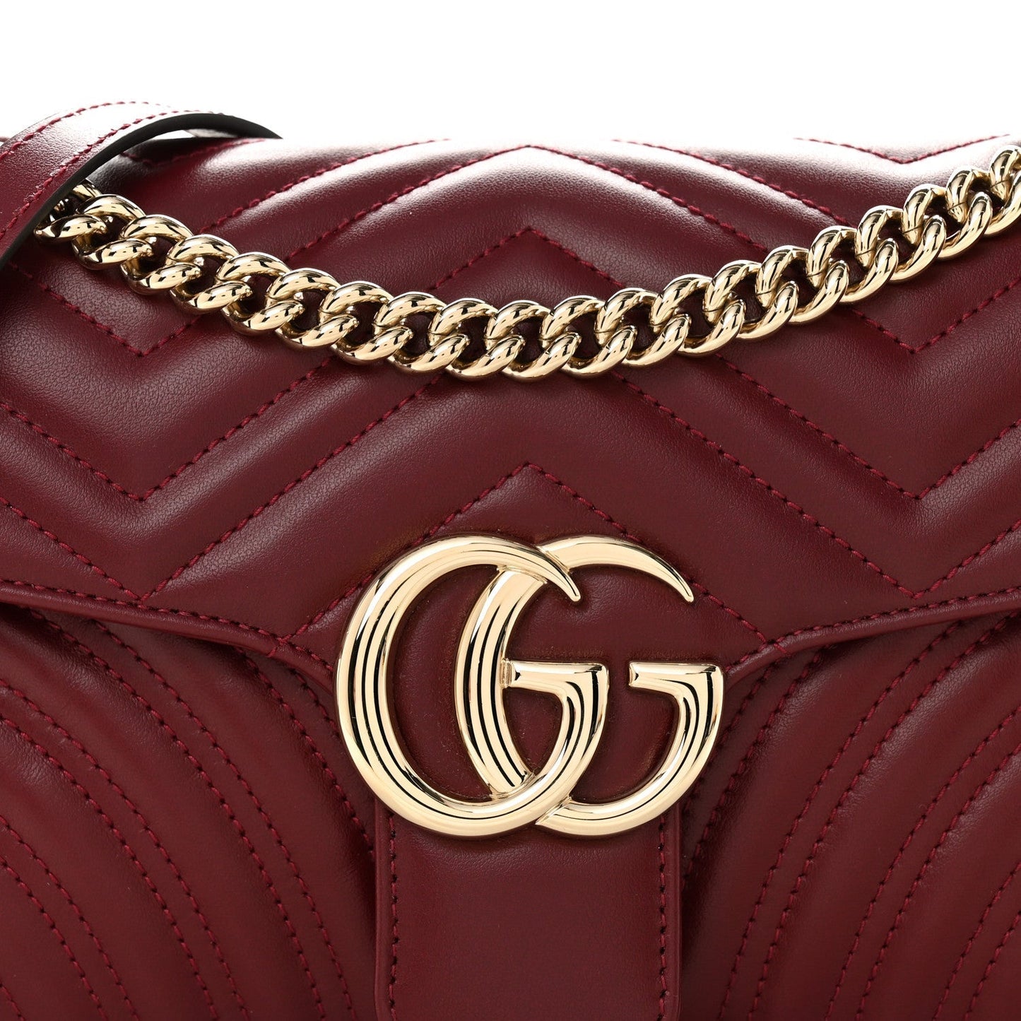 Calfskin Matelasse Small GG Marmont Shoulder Bag Ancora Red