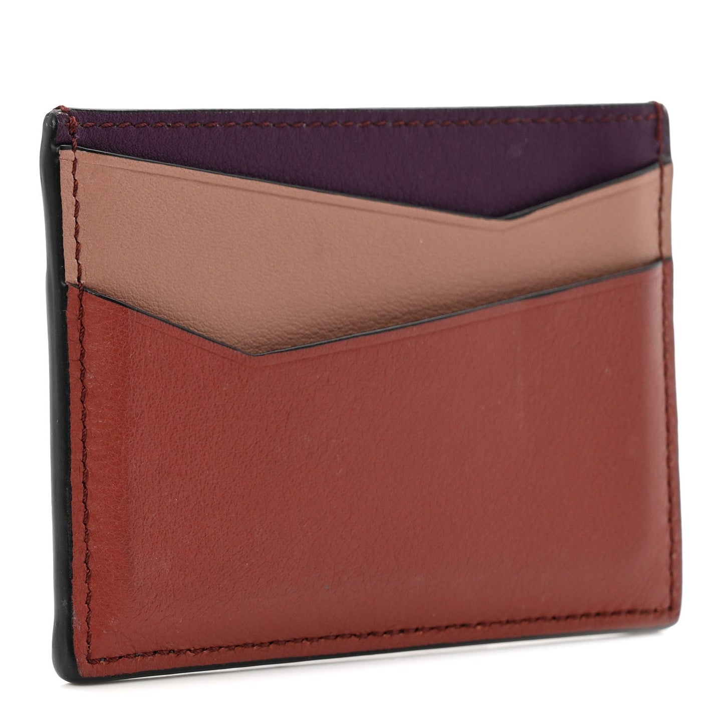 Calfskin Puzzle Colorblock Card Holder Multicolor