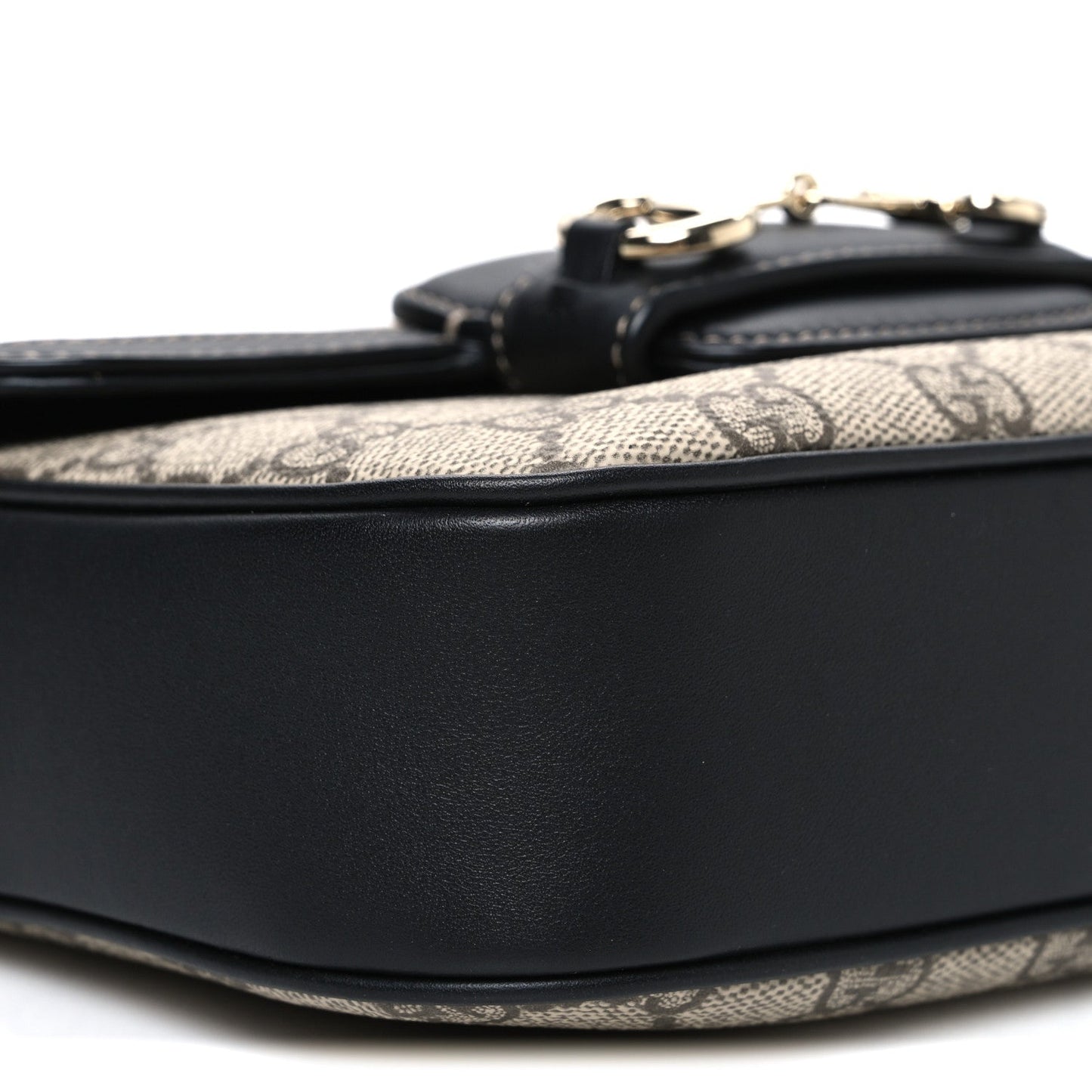 GG Supreme Monogram Horsebit 1955 Soft Small Shoulder Bag Beige Black
