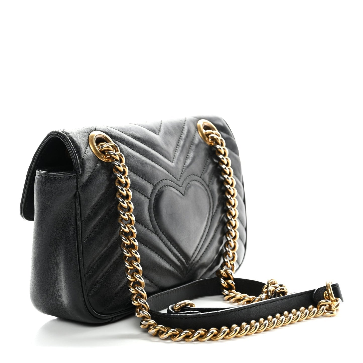 Calfskin Matelasse Mini GG Marmont Shoulder Bag Black