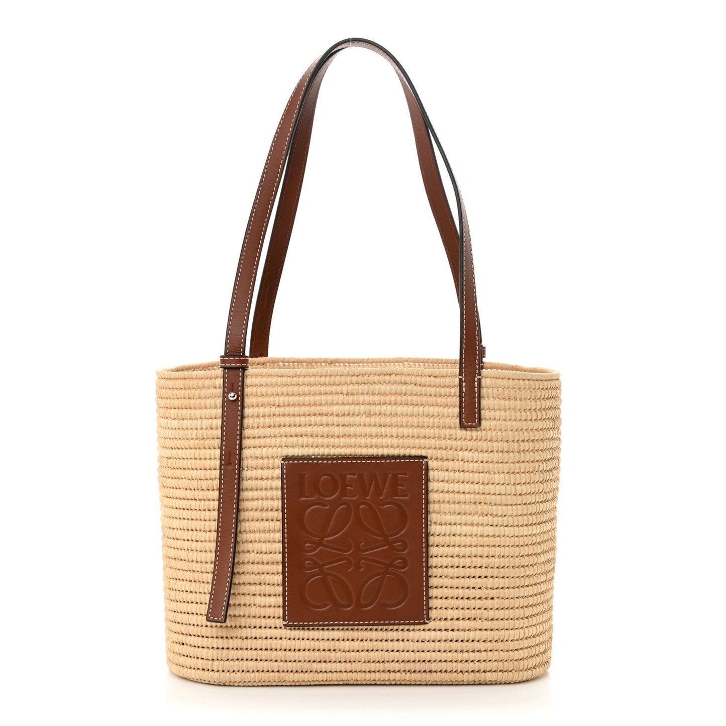 Raffia Small Square Basket Tote Bag Natural Tan
