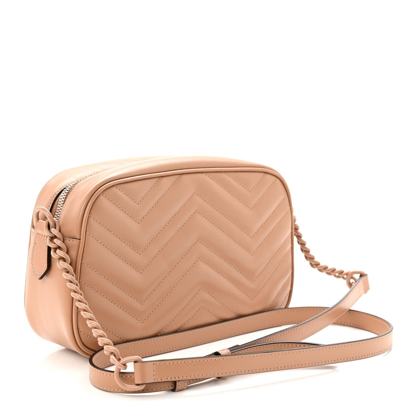 Calfskin Matelasse Monochrome Small GG Marmont Chain Shoulder Bag Camelia