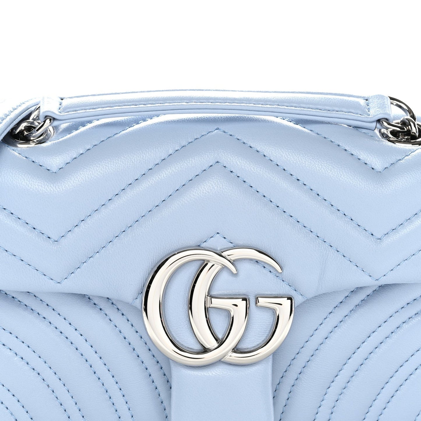 Lambskin Matelasse Small GG Marmont Shoulder Bag Porcelain Light Blue