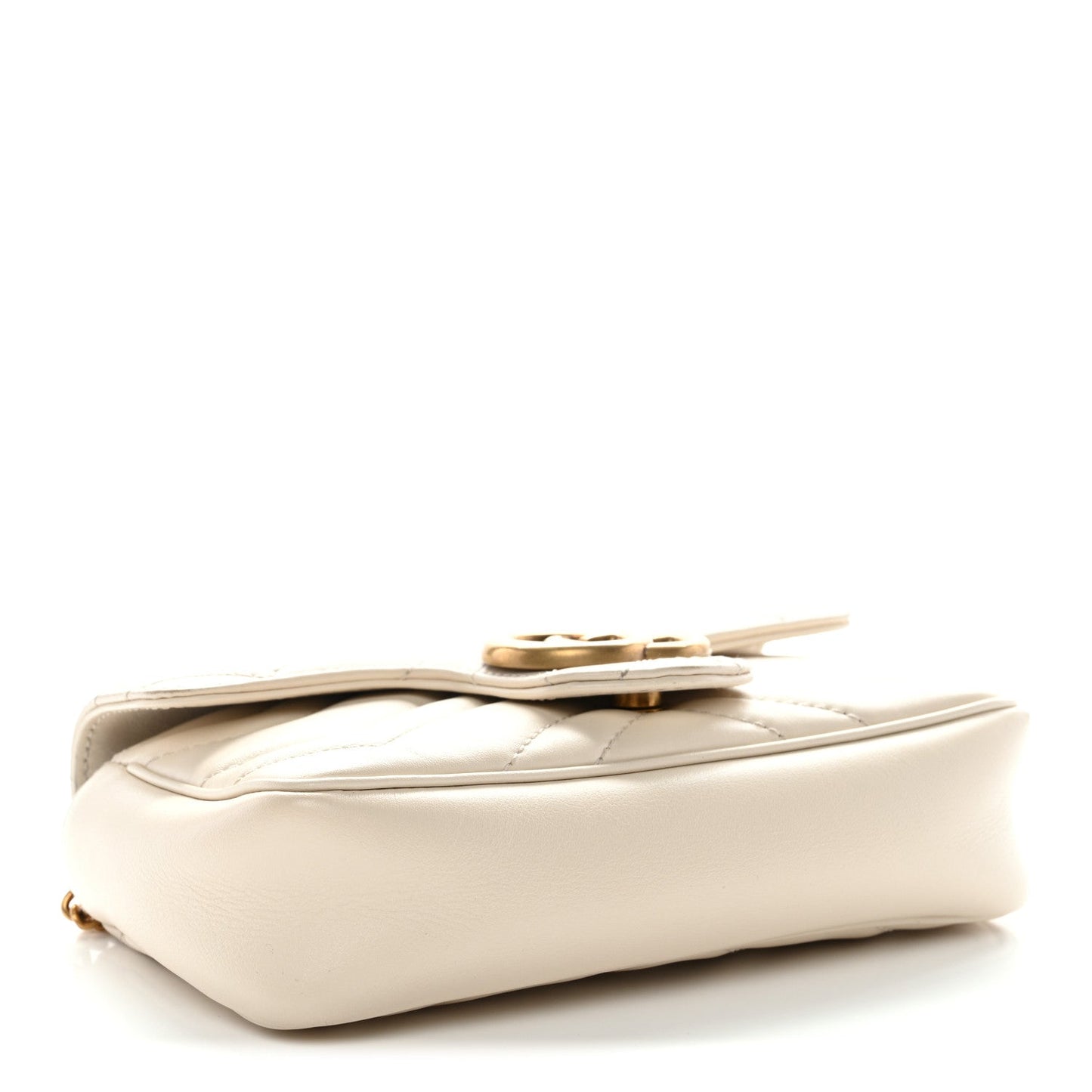 Calfskin Matelasse Super Mini GG Marmont Shoulder Bag White