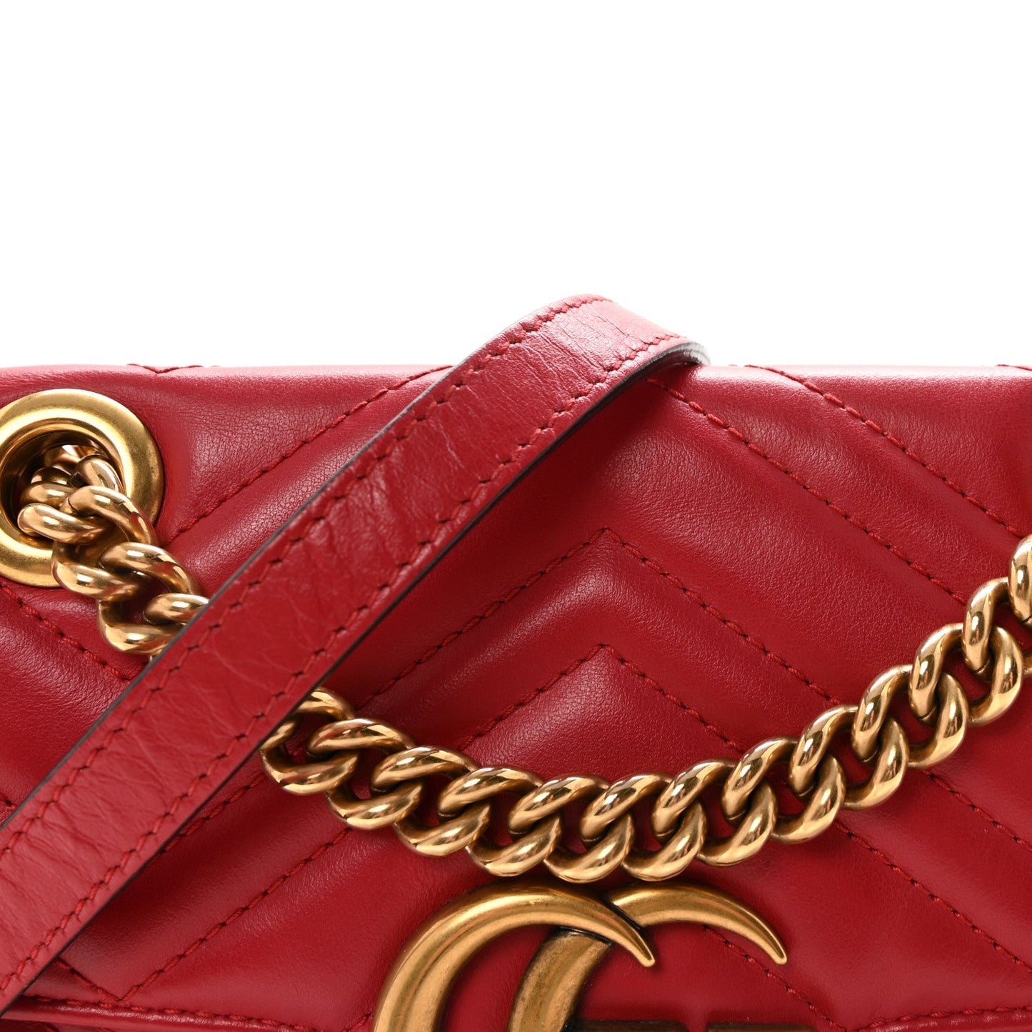 Calfskin Matelasse Mini GG Marmont Shoulder Bag Hibiscus Red
