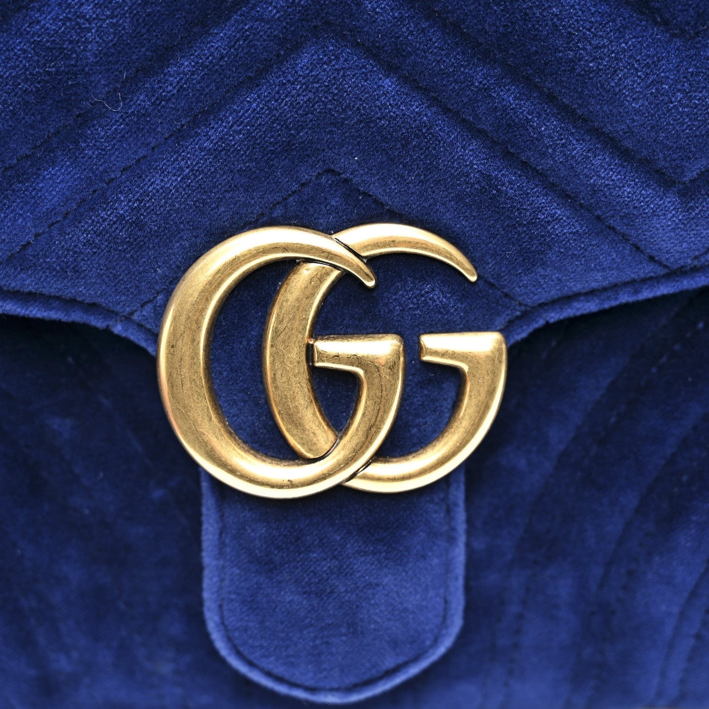 Velvet Matelasse GG Marmont Clutch Cobalt Blue