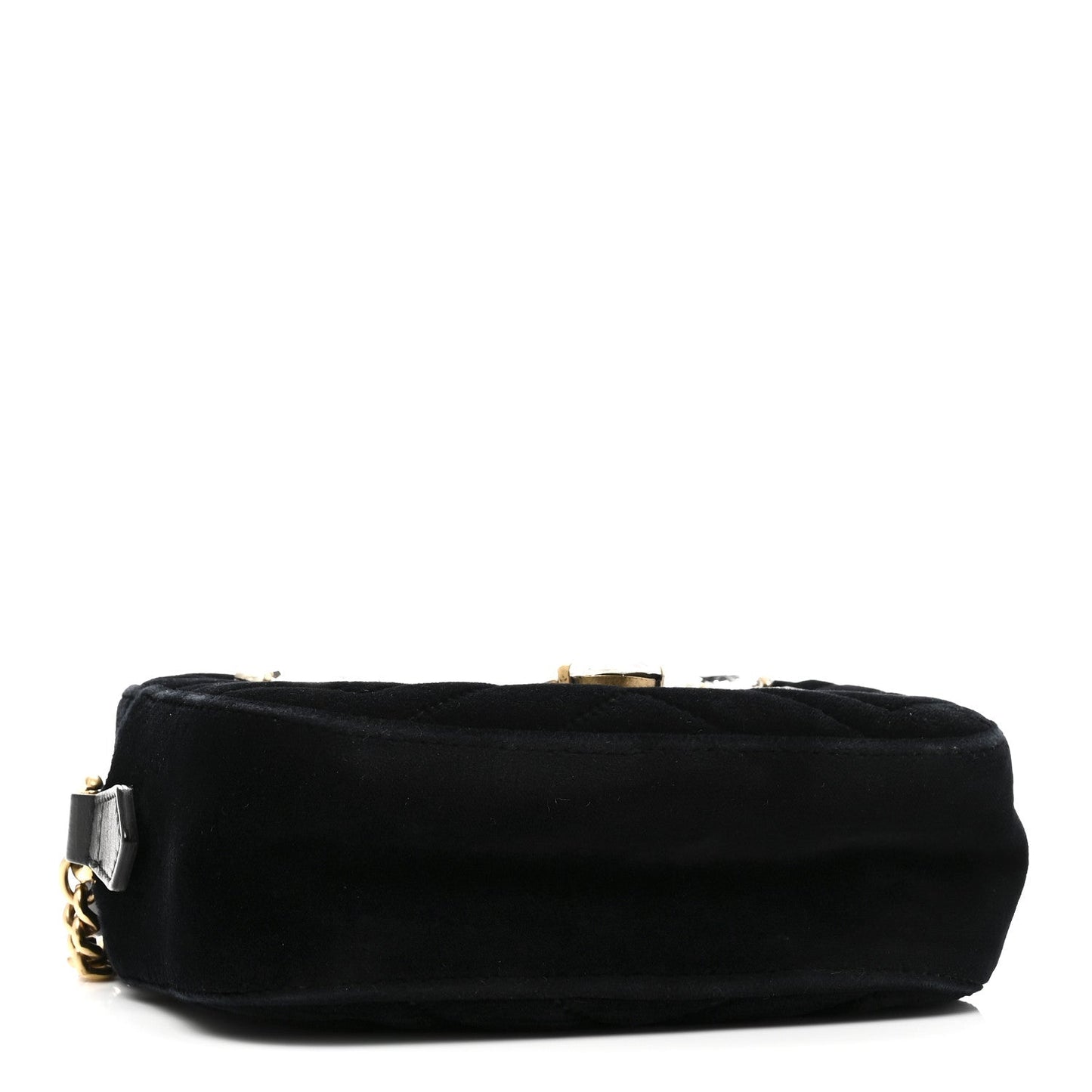 Velvet Matelasse Marquise Crystals Mini GG Marmont Chain Shoulder Bag Black