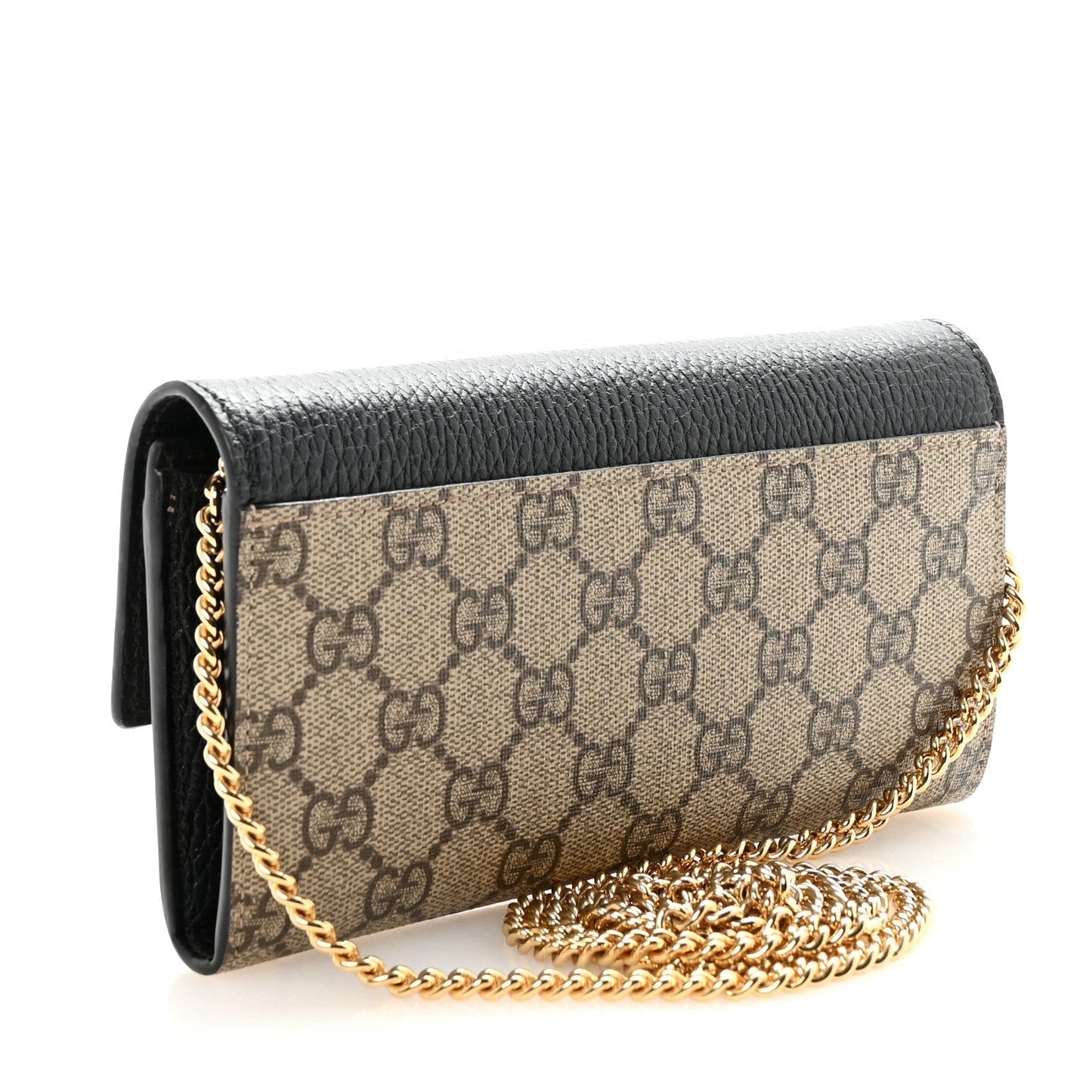 Dollar Calfskin GG Supreme Monogram Petite GG Marmont Wallet Chain Bag Black Beige Ebony