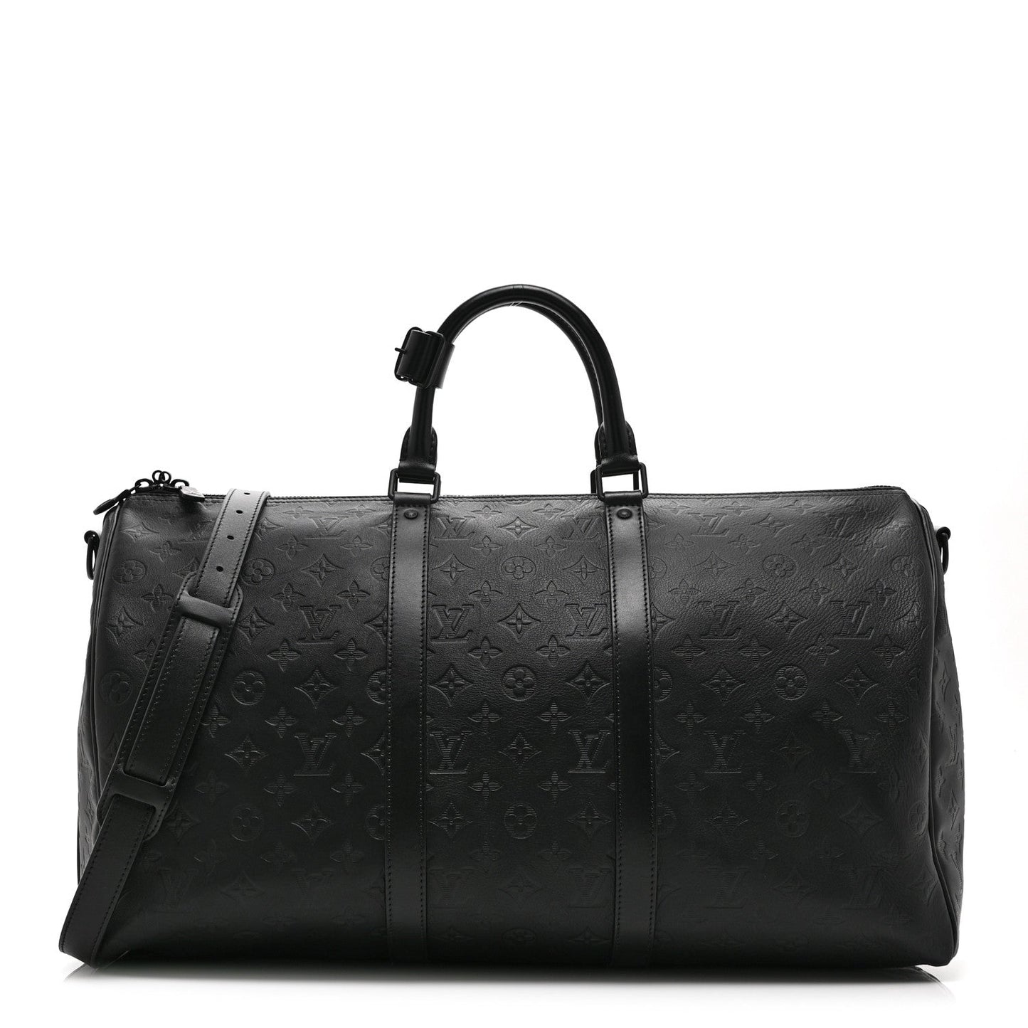 Calfskin Shadow Monogram Keepall Bandouliere 50 Black