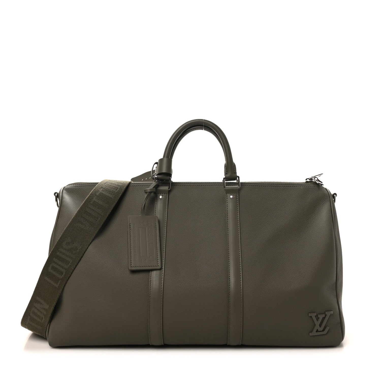 Grained Calfskin Aerogram Keepall Bandouliere 50 Khaki
