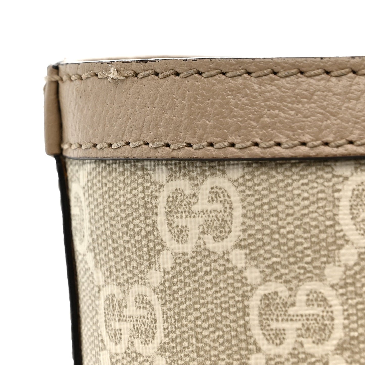GG Supreme Monogram Textured Dollar Calfskin Web Medium Ophidia Shopping Tote Beige Mystic White Oatmeal