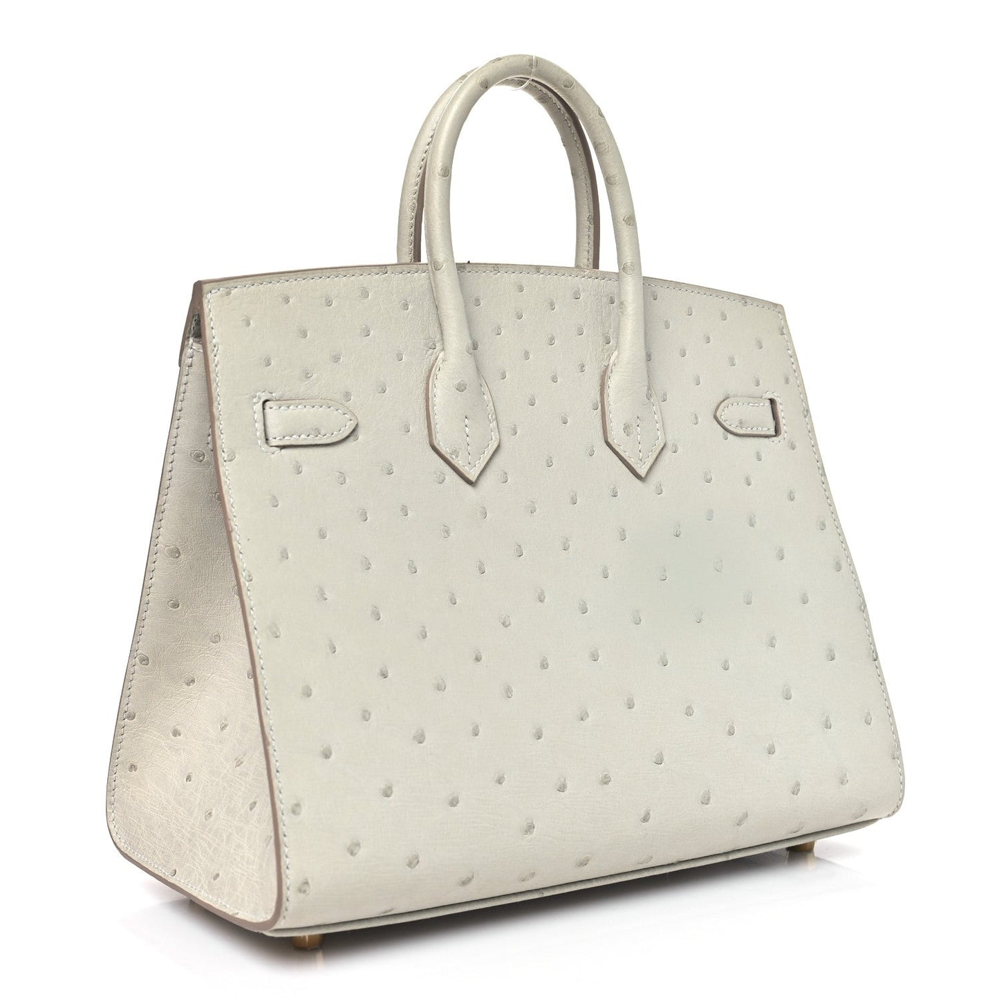 Ostrich Birkin Sellier 25 Gris Perle