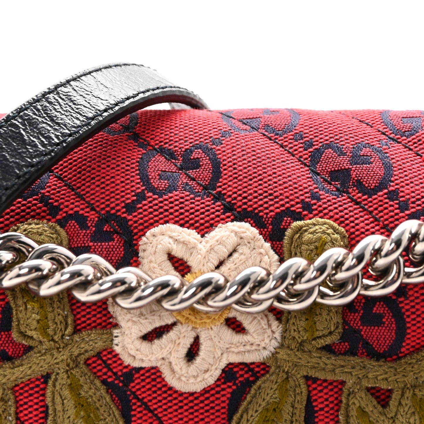 Monogram Multicolor Matelasse Diagonal Floral Embroidered Super Mini GG Marmont Shoulder Bag Red Blue Multicolor