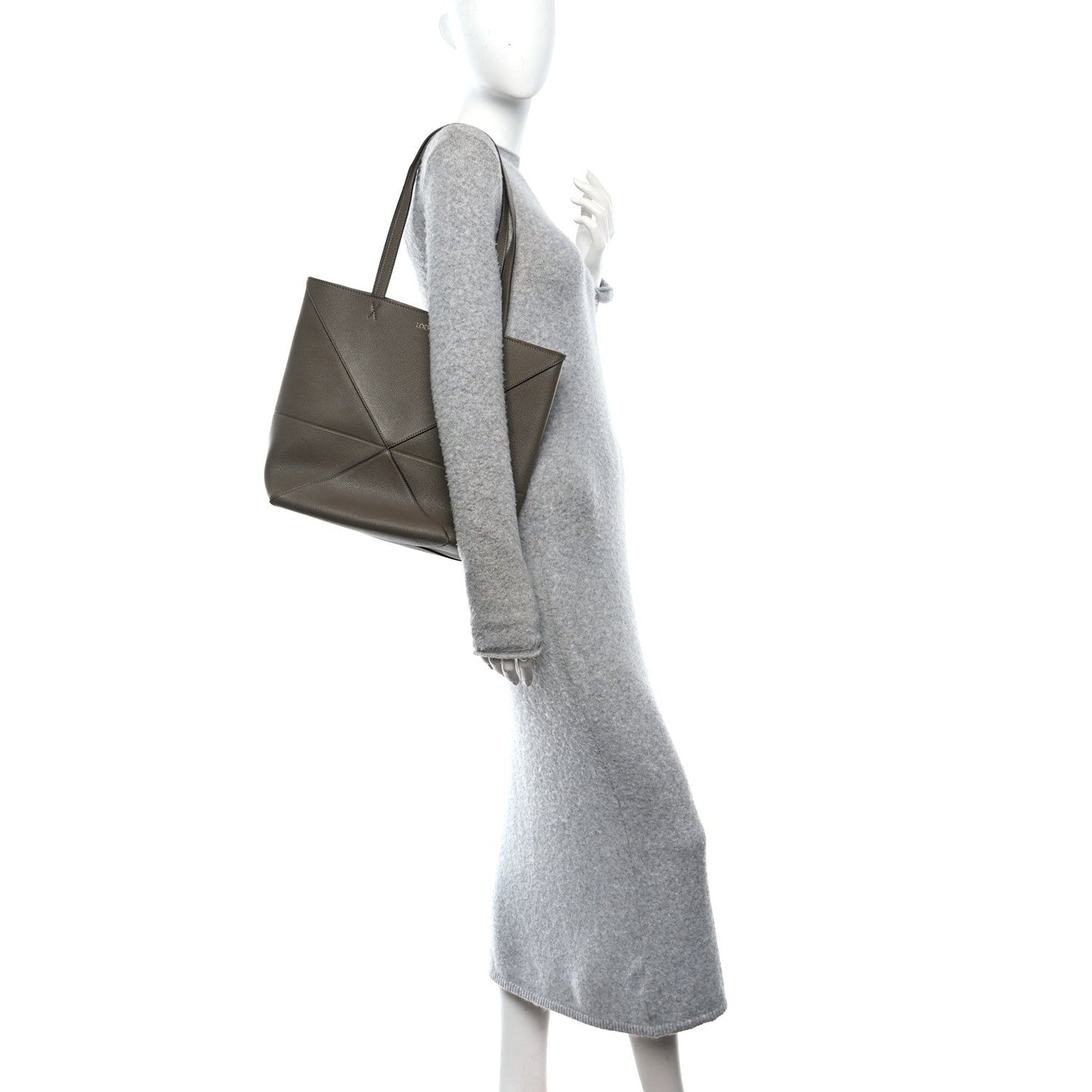 Shiny Calfskin Medium Puzzle Fold Tote Sand