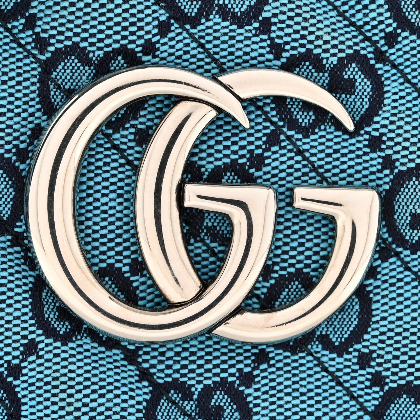 Monogram Multicolor Matelasse Diagonal Small GG Marmont Chain Shoulder Bag Light Blue