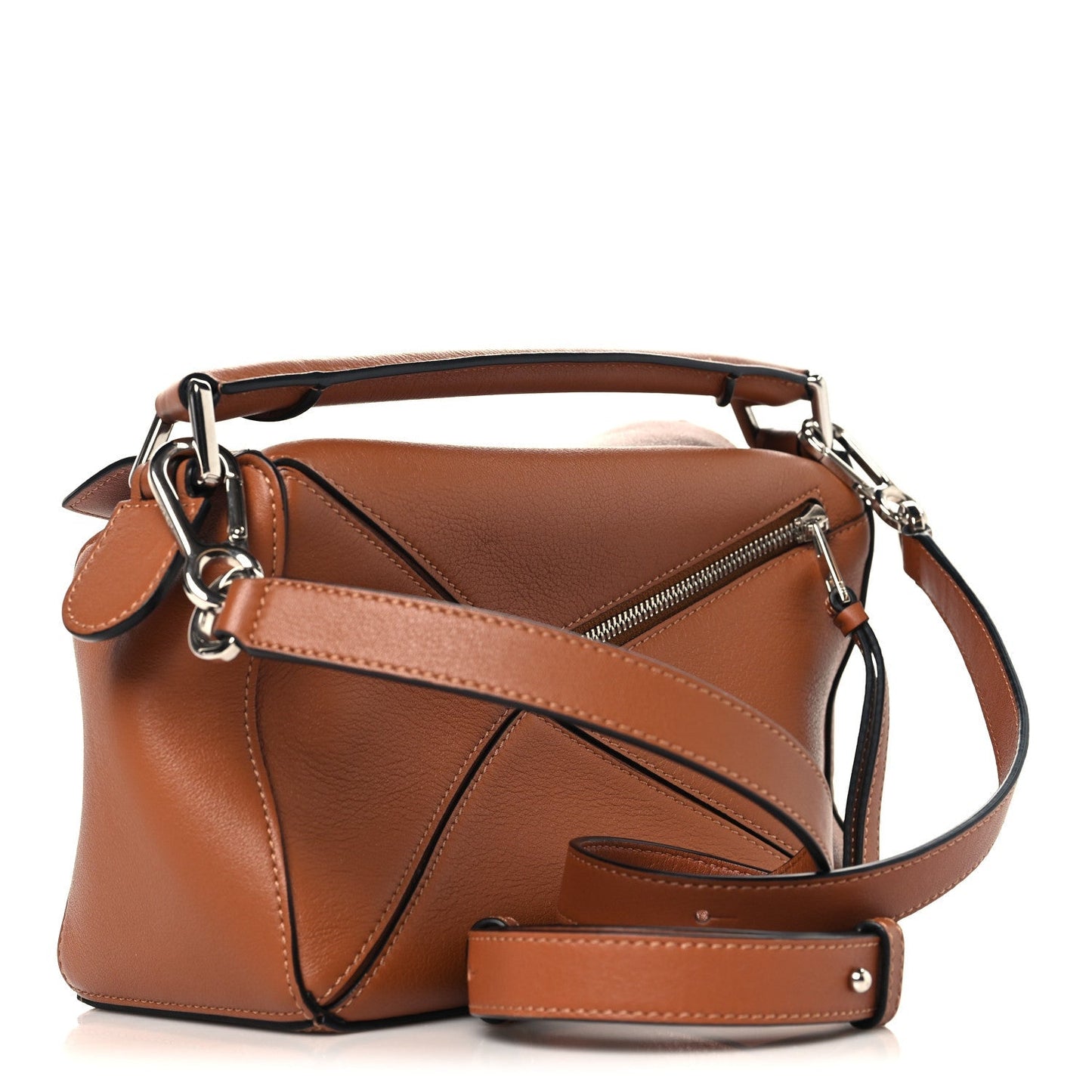 Grained Calfskin Small Puzzle Bag Tan
