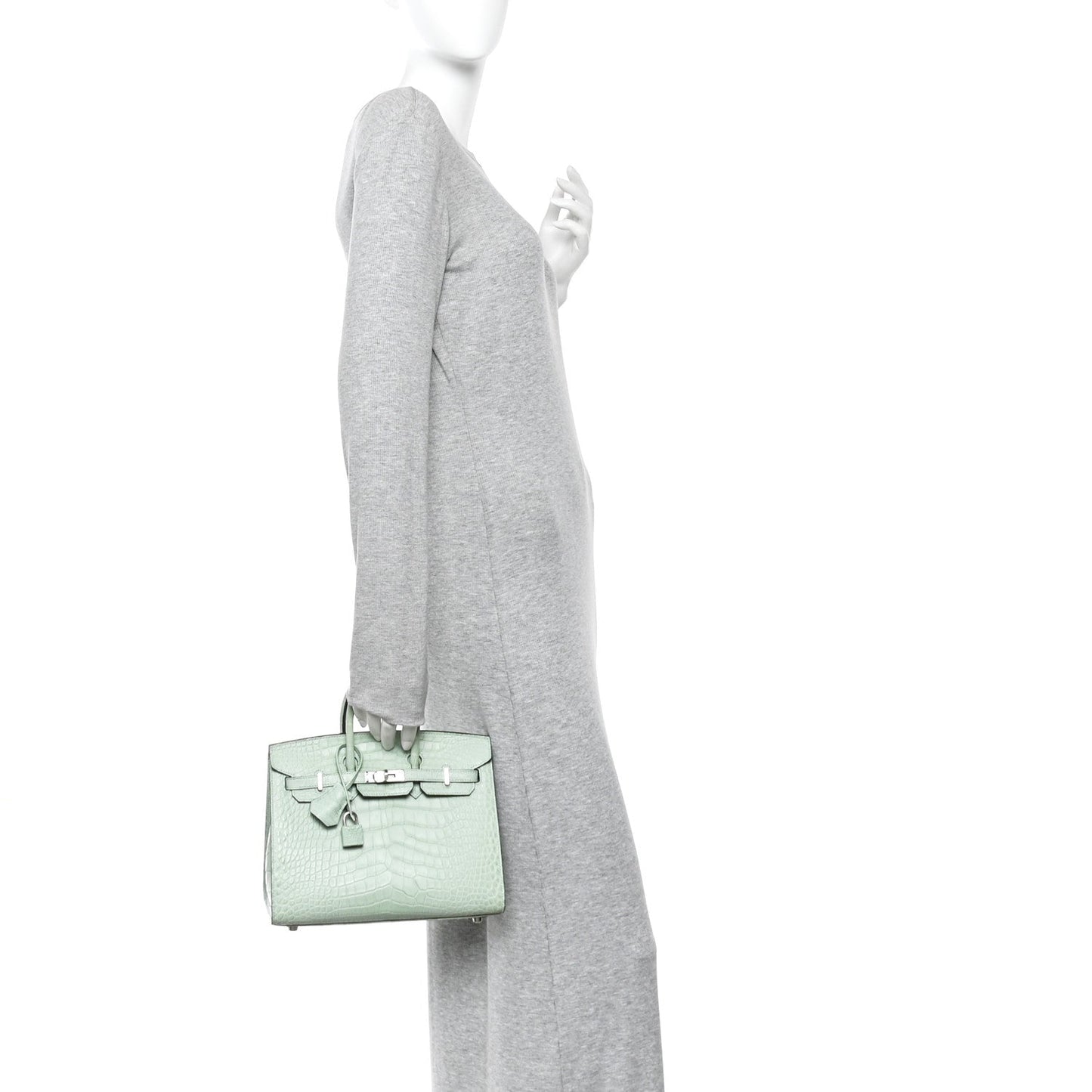 Matte Alligator Birkin Sellier 25 Vert D'eau