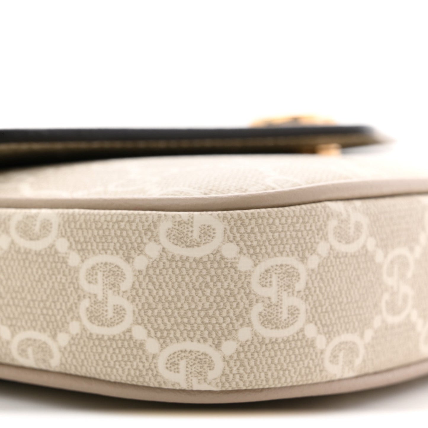 GG Supreme Monogram Textured Dollar Calfskin Web Mini Ophidia Envelope Shoulder Bag Beige Mystic White Oatmeal