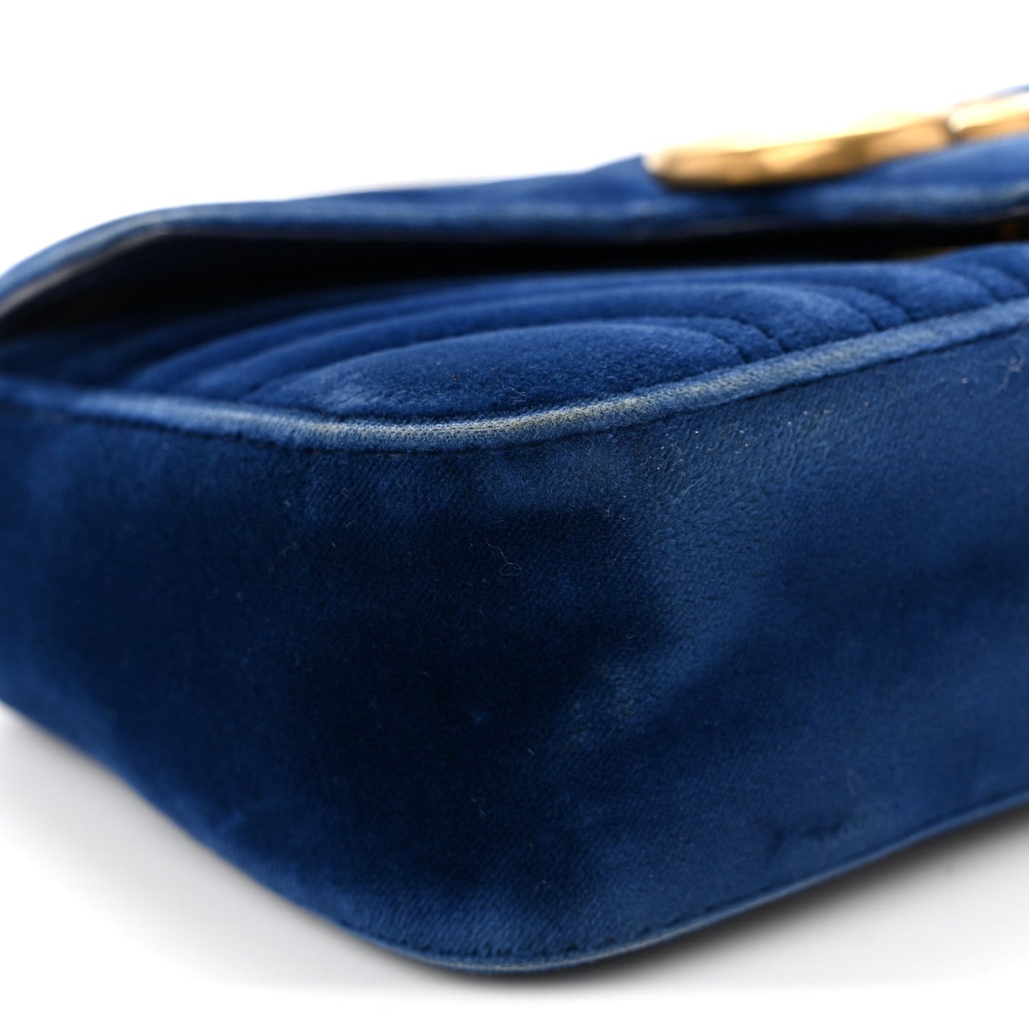 Velvet Matelasse Mini GG Marmont Shoulder Bag Cobalt Blue