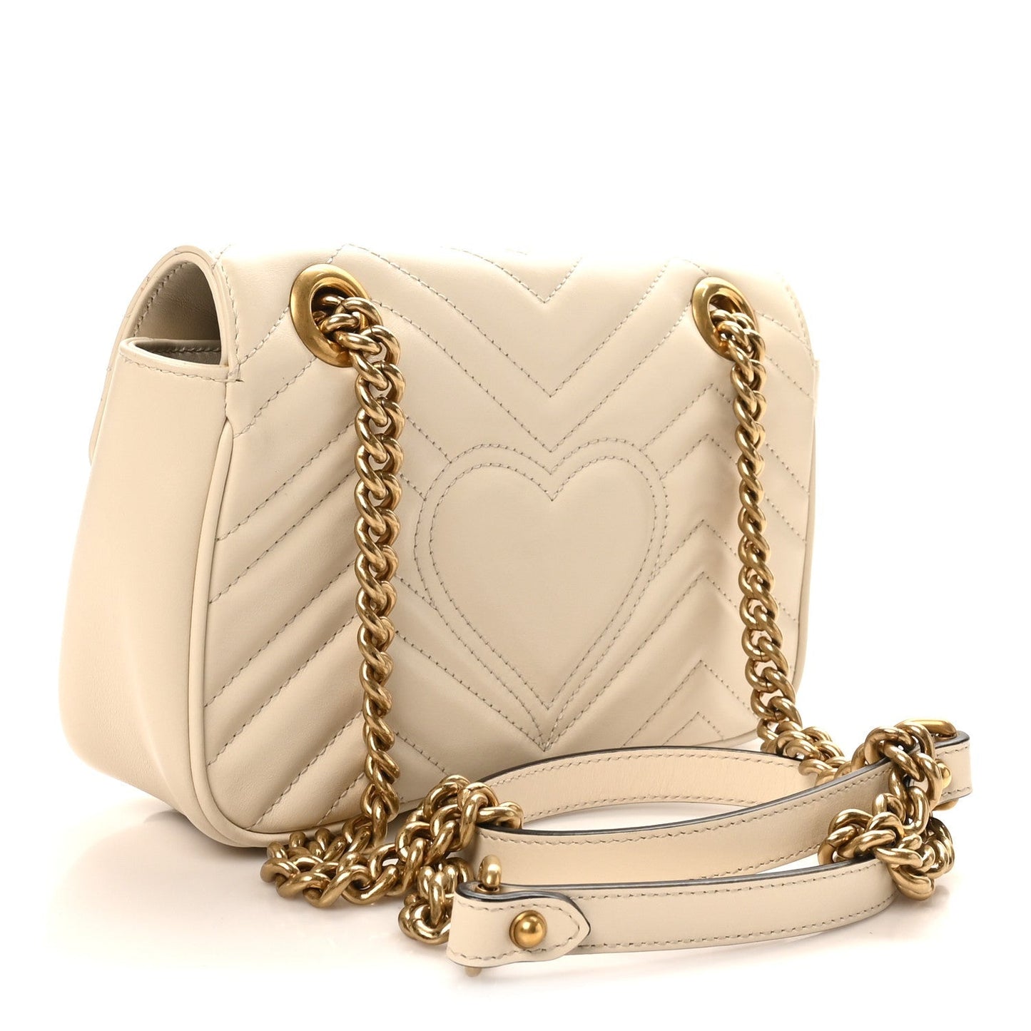 Calfskin Matelasse Mini GG Marmont Shoulder Bag White