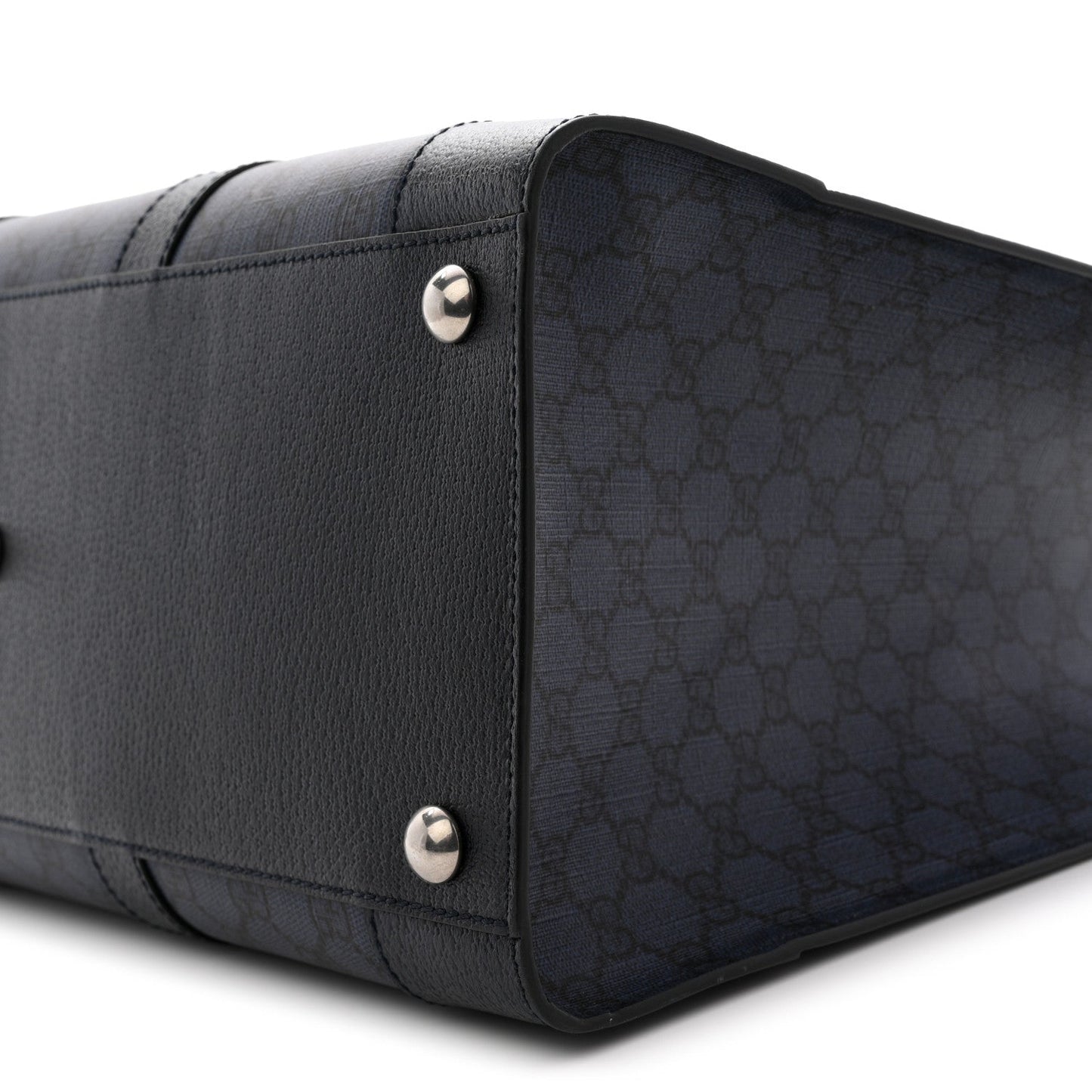 GG Supreme Monogram Textured Dollar Calfskin Large Ophidia Tote Bag Black Blue