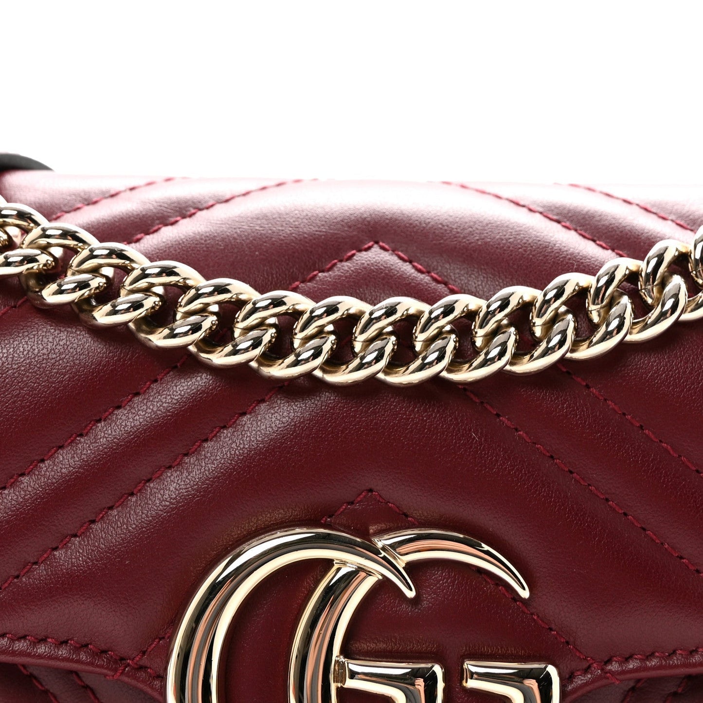 Calfskin Matelasse Small GG Marmont Shoulder Bag  Rosso Ancora