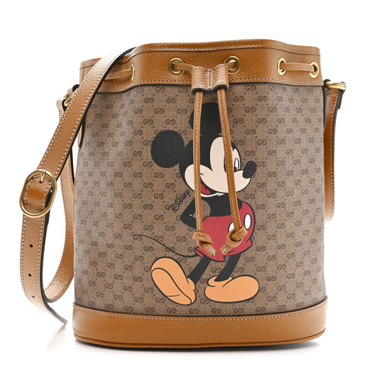 X DISNEY Mini Vintage GG Supreme Monogram Bucket Bag Beige Vintage Sun Oil