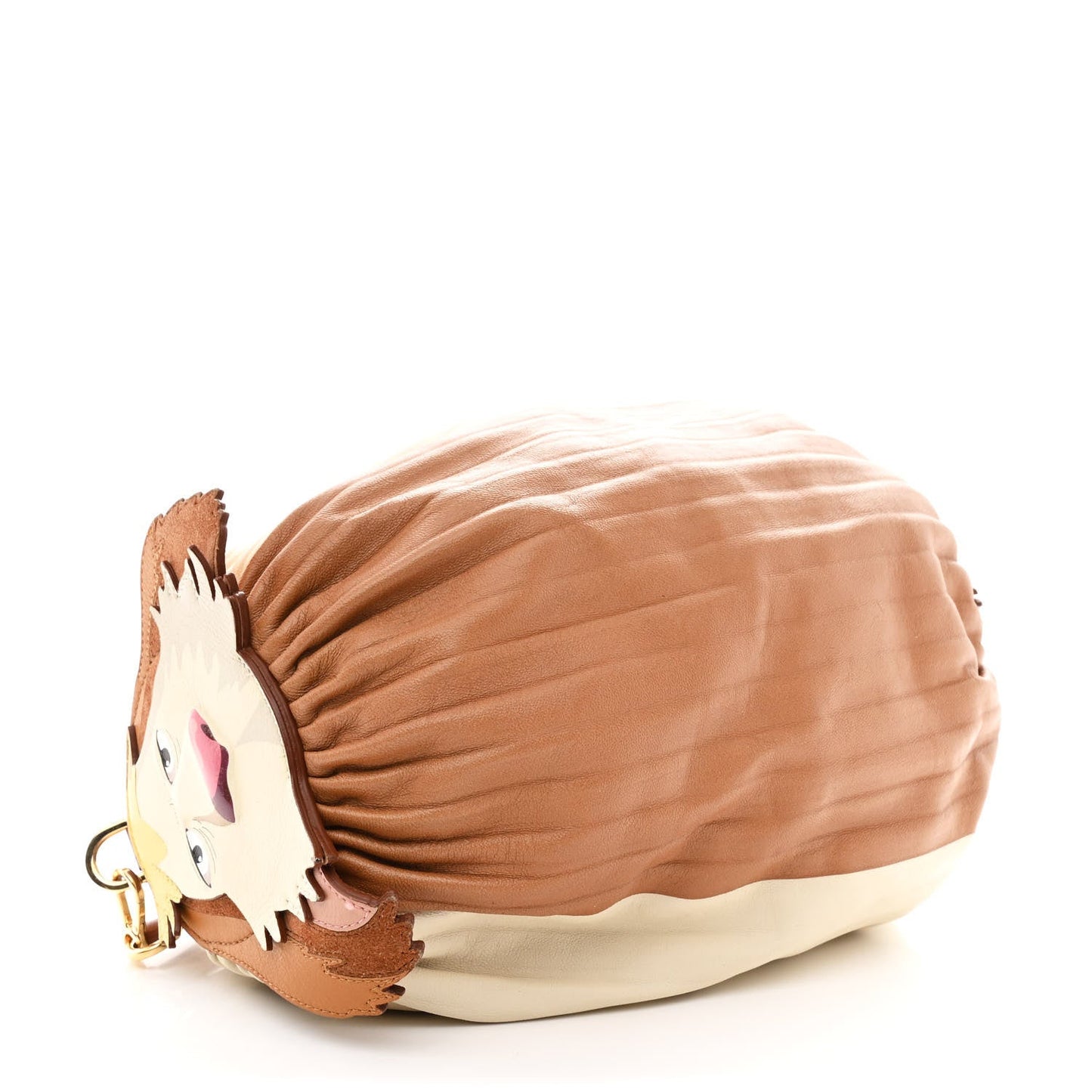 X HOWLS MOVING CASTLE Lambskin Pleated Heen Bracelet Pouch Shoulder Bag Rust