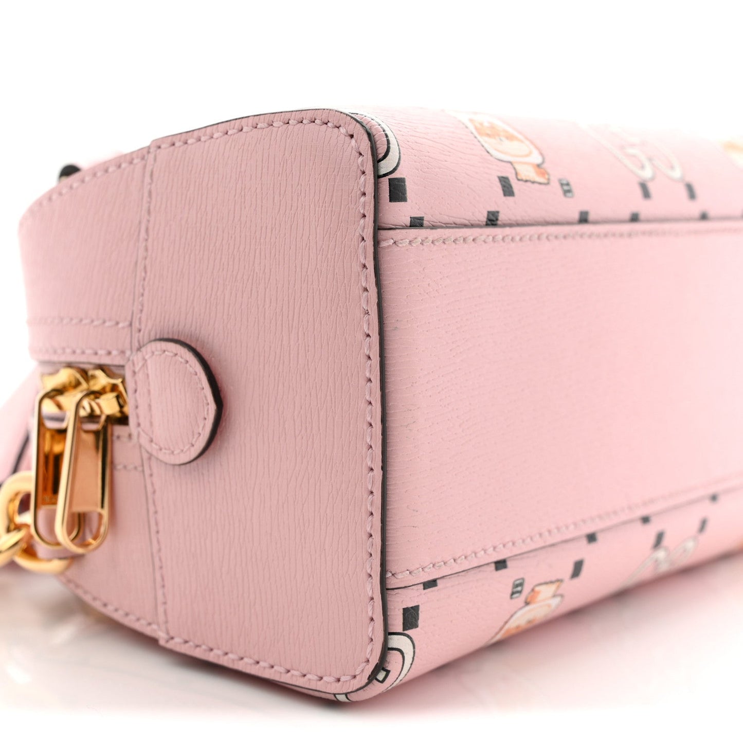 X PIKARAR Textured Dollar Calfskin Animal Print Mini Ophidia Top Handle Bowler Bag Pink Multicolor
