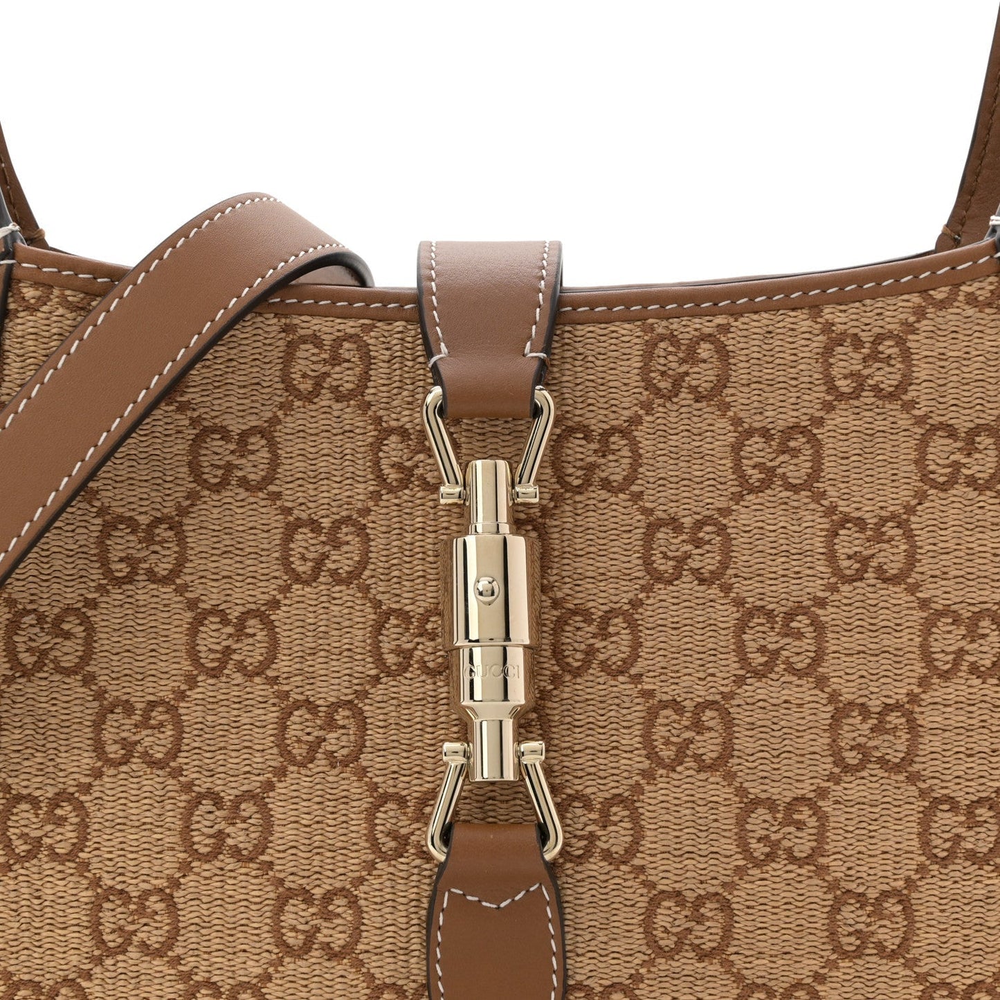 Raffia GG Supreme Monogram Calfskin Small Jackie 1961 Hobo Natural
