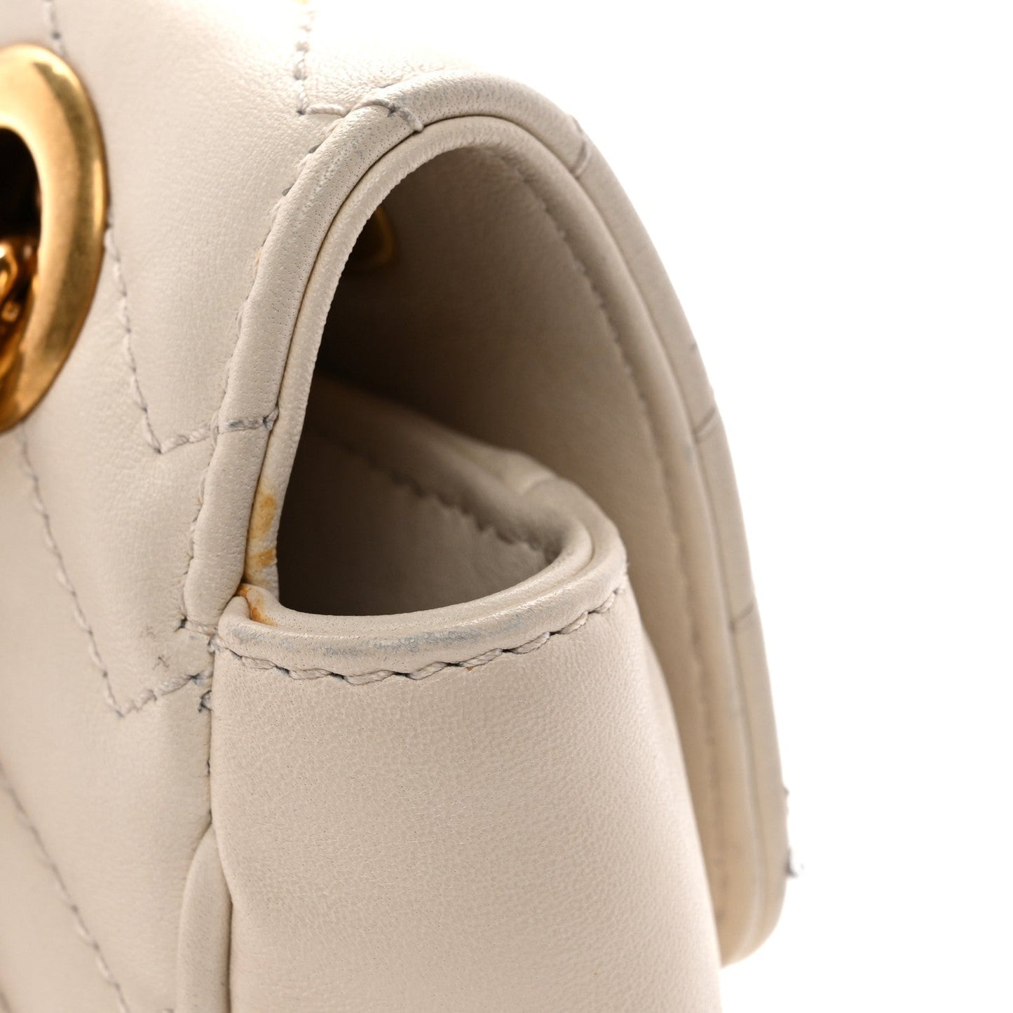Calfskin Matelasse Small GG Marmont Shoulder Bag White