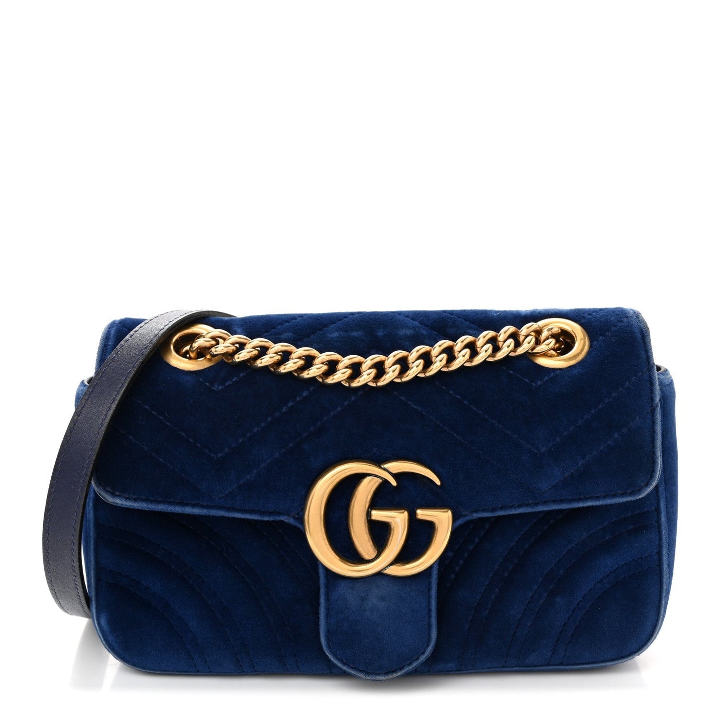 Velvet Matelasse Mini GG Marmont Shoulder Bag Cobalt Blue