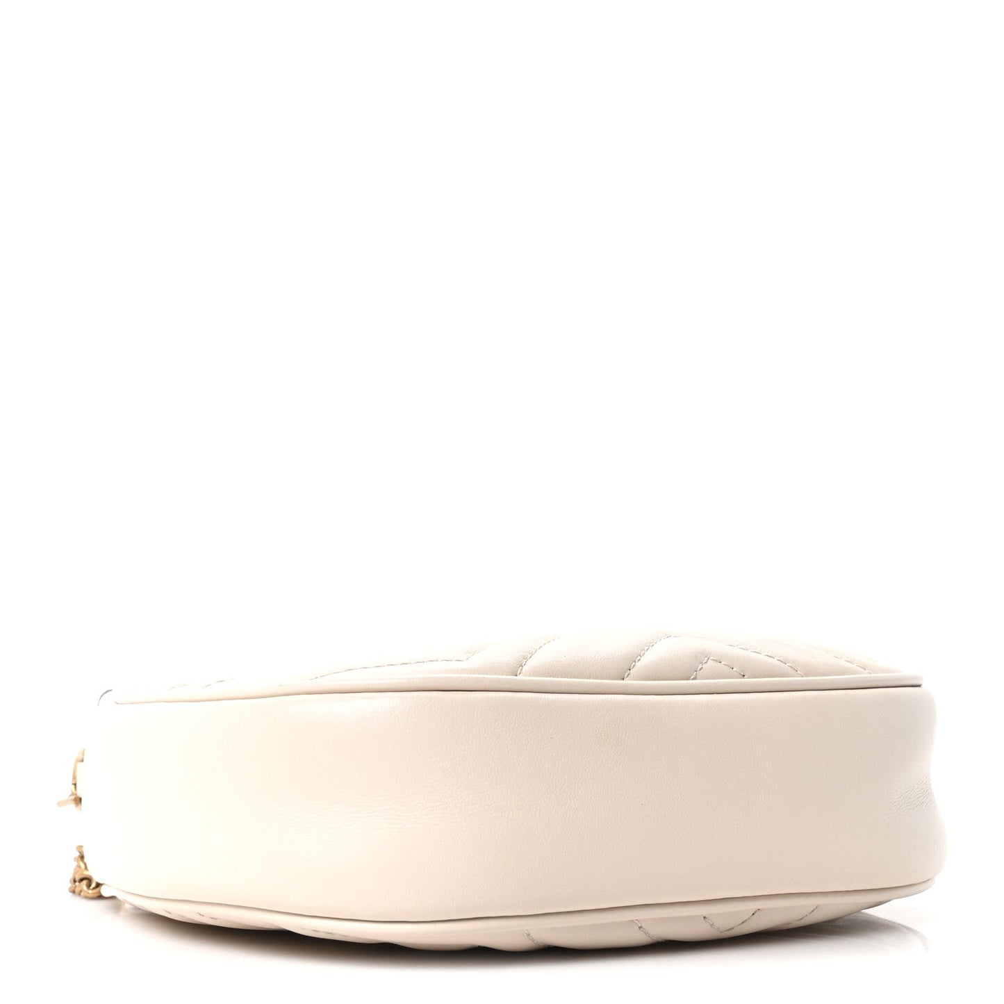 Calfskin Matelasse Chevron Mini GG Marmont Half Moon Hobo Mystic White