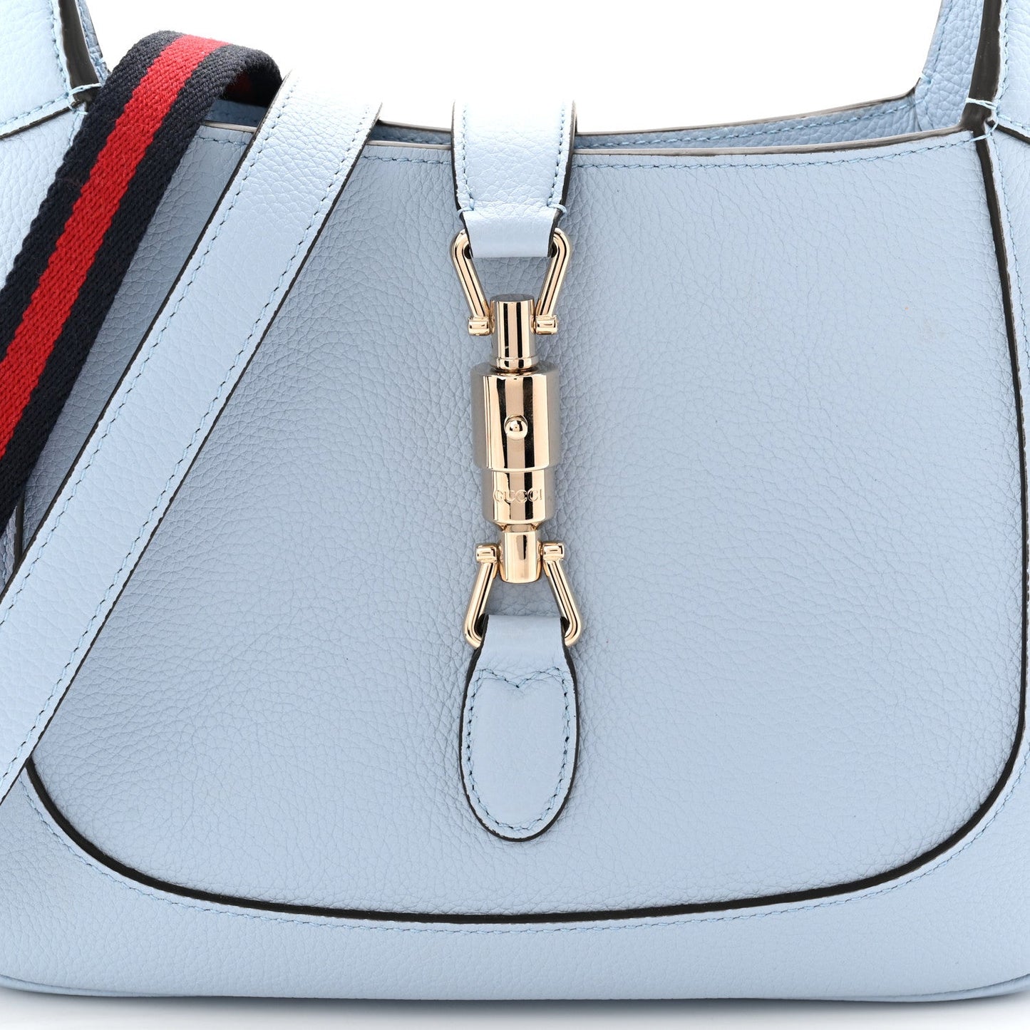 Grained Calfskin Web Medium Jackie 1961 Hobo Light Blue