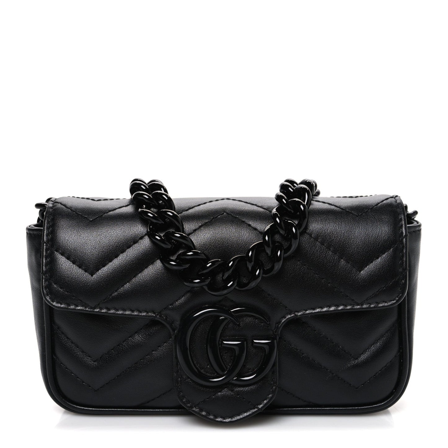 Calfskin Matelasse Monochrome GG Marmont Chain Belt Bag Black