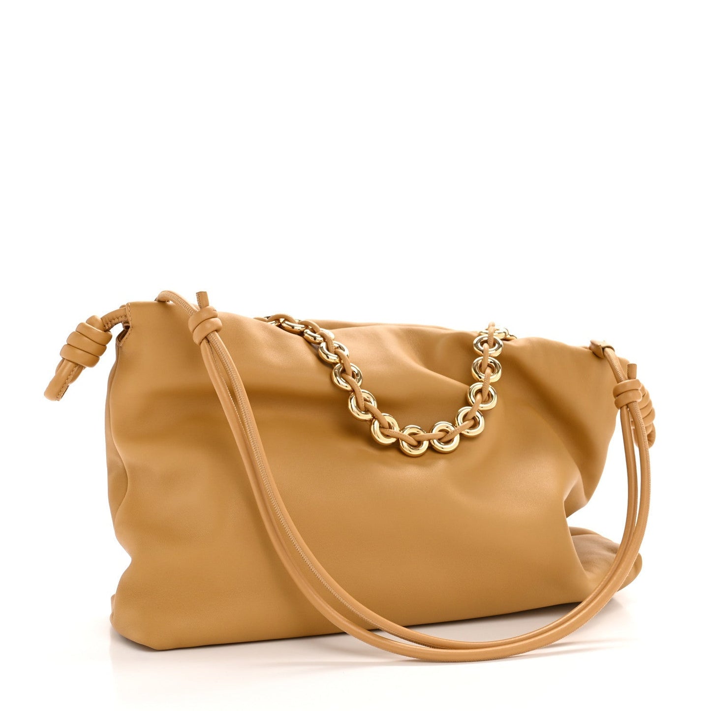 Mellow Nappa Donut Chain Large Flamenco Knot Clutch  Sahara