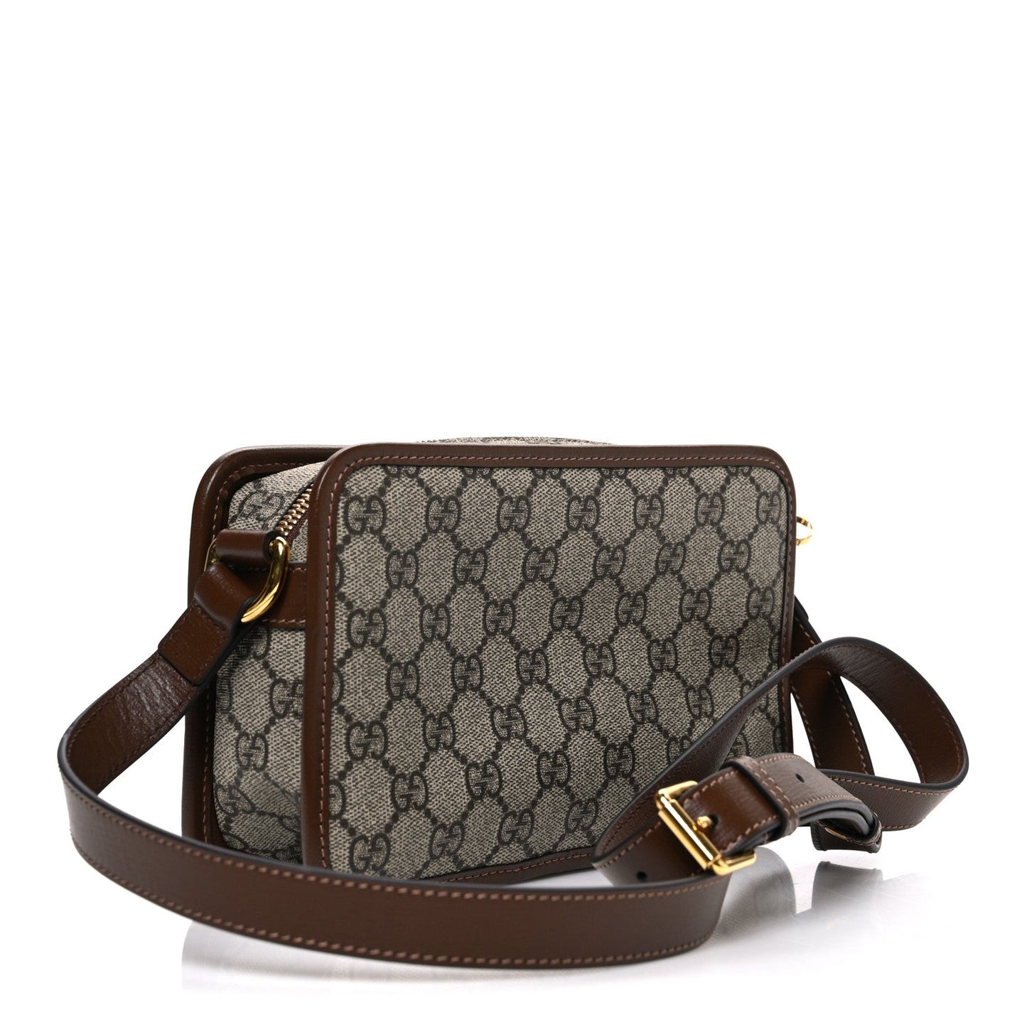 GG Supreme Monogram Azalea Calfskin Mini Retro Interlocking G Shoulder Bag Beige Ebony Brown Sugar