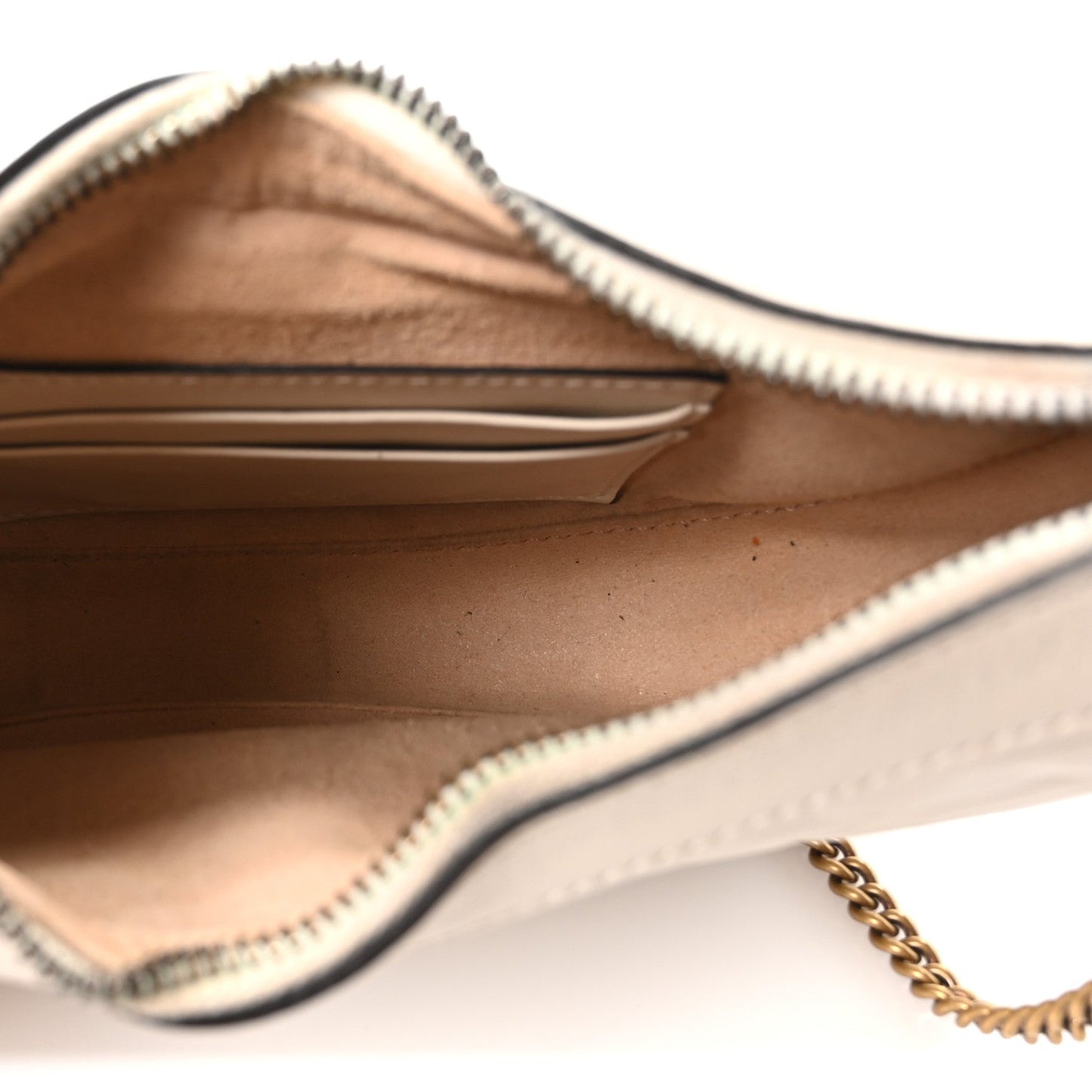 Calfskin Matelasse Chevron Mini GG Marmont Half Moon Hobo Mystic White